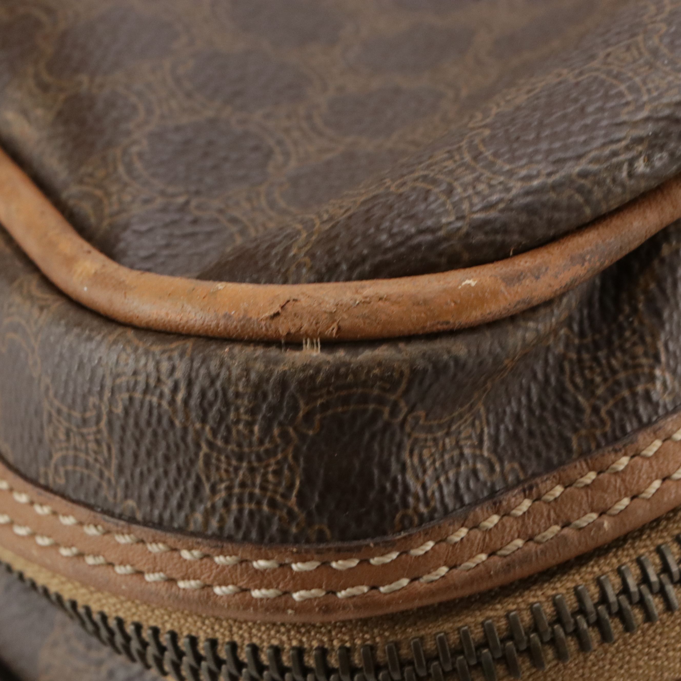 Celine Top Handle Travel Bag in Dark Brown Macadam Canvas and Leather