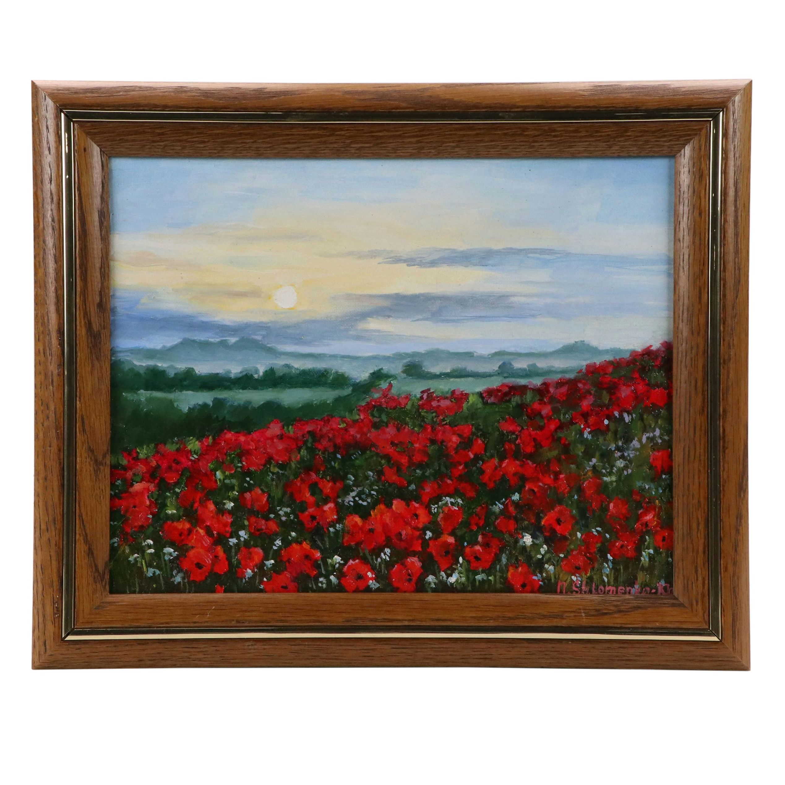 Nataliya Shlomenko Oil Painting "Landscape with Poppies," 2025