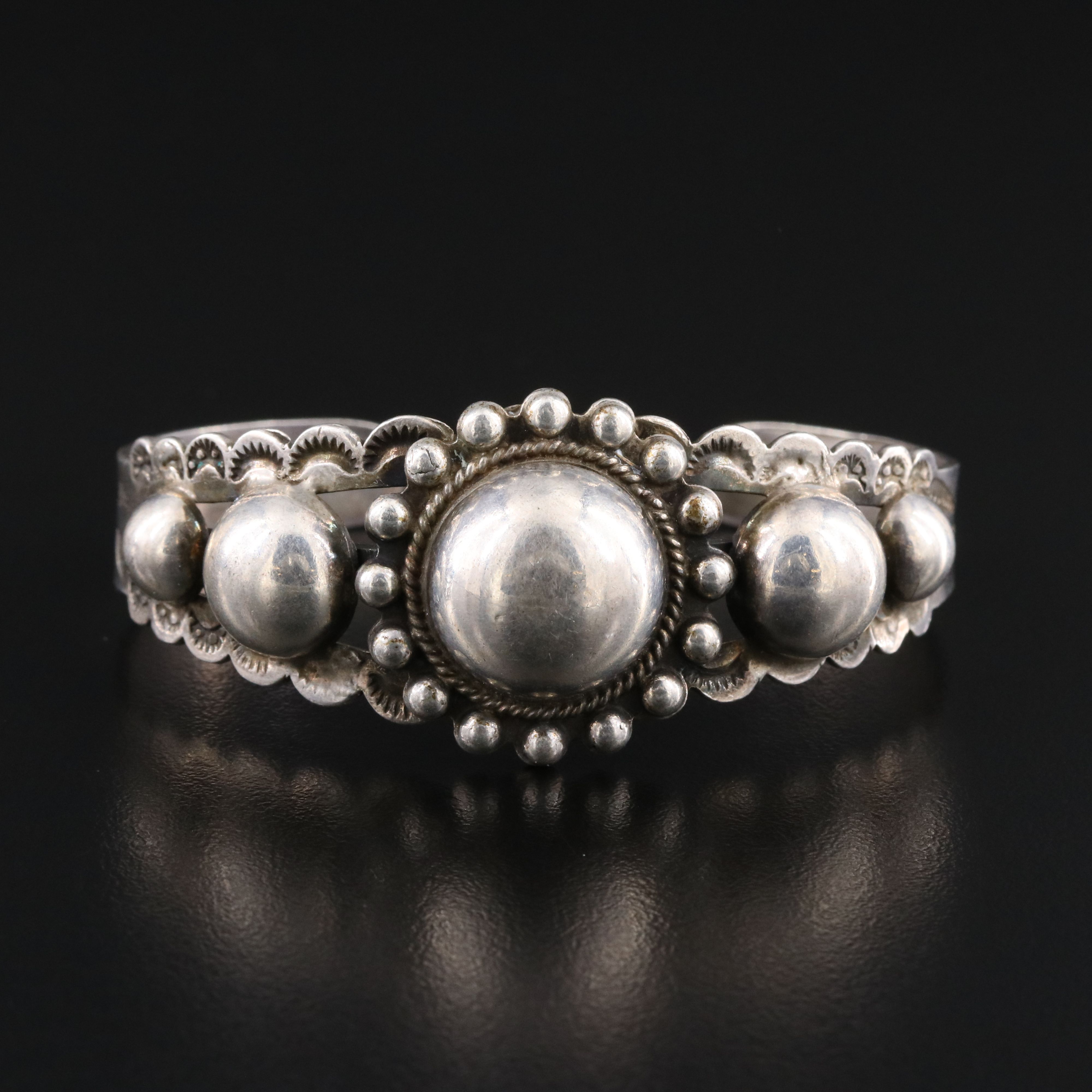 950 Silver Bracelet and Sterling Fred Harvey Style Turquoise Bracelet