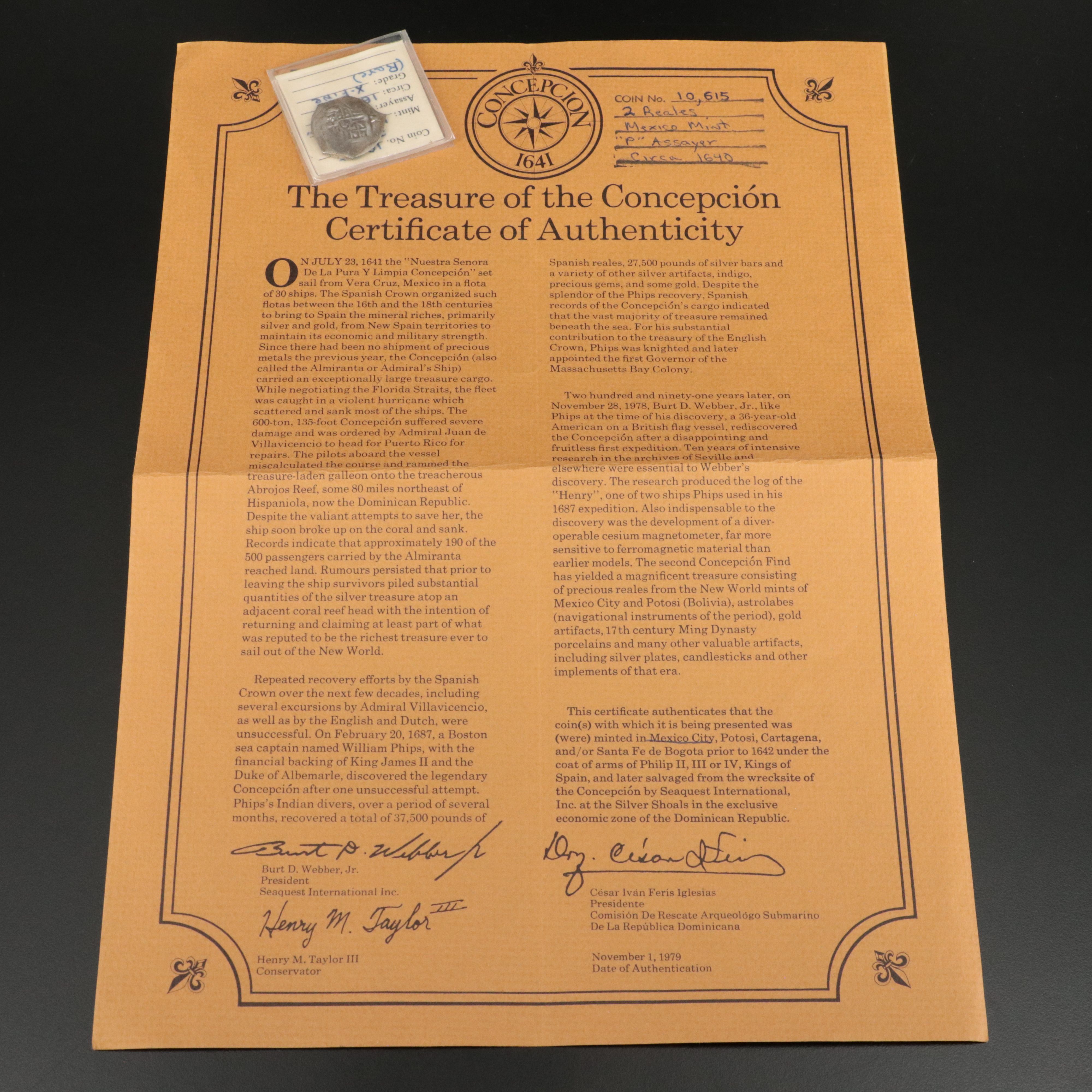 2 Reales Silver Cob From the Wreck of the Concepcion