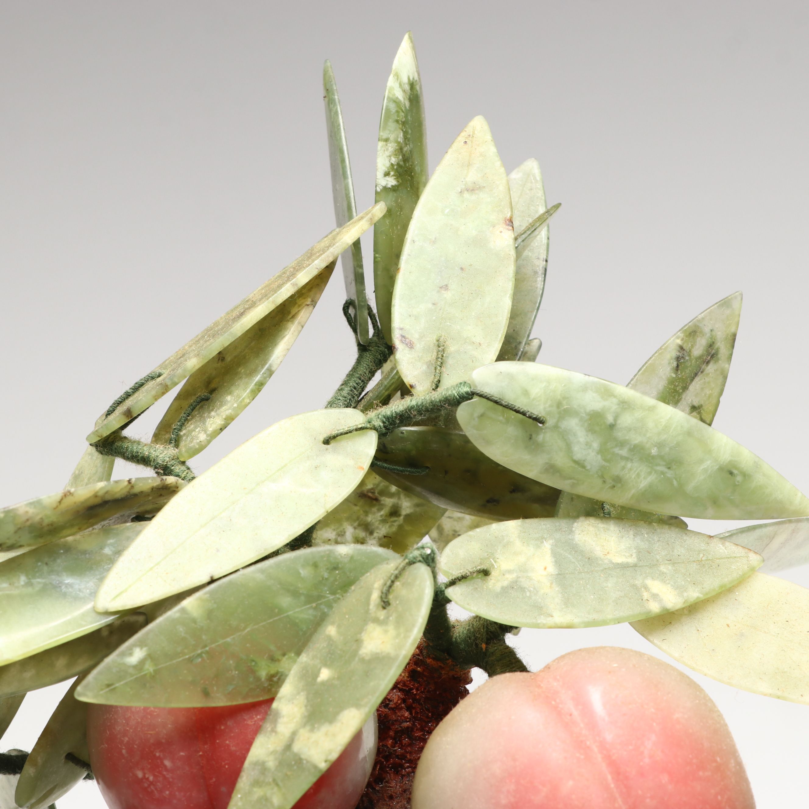 Chinese Glass and Stone Fruiting Peach Tree, Mid to Late 20th Century