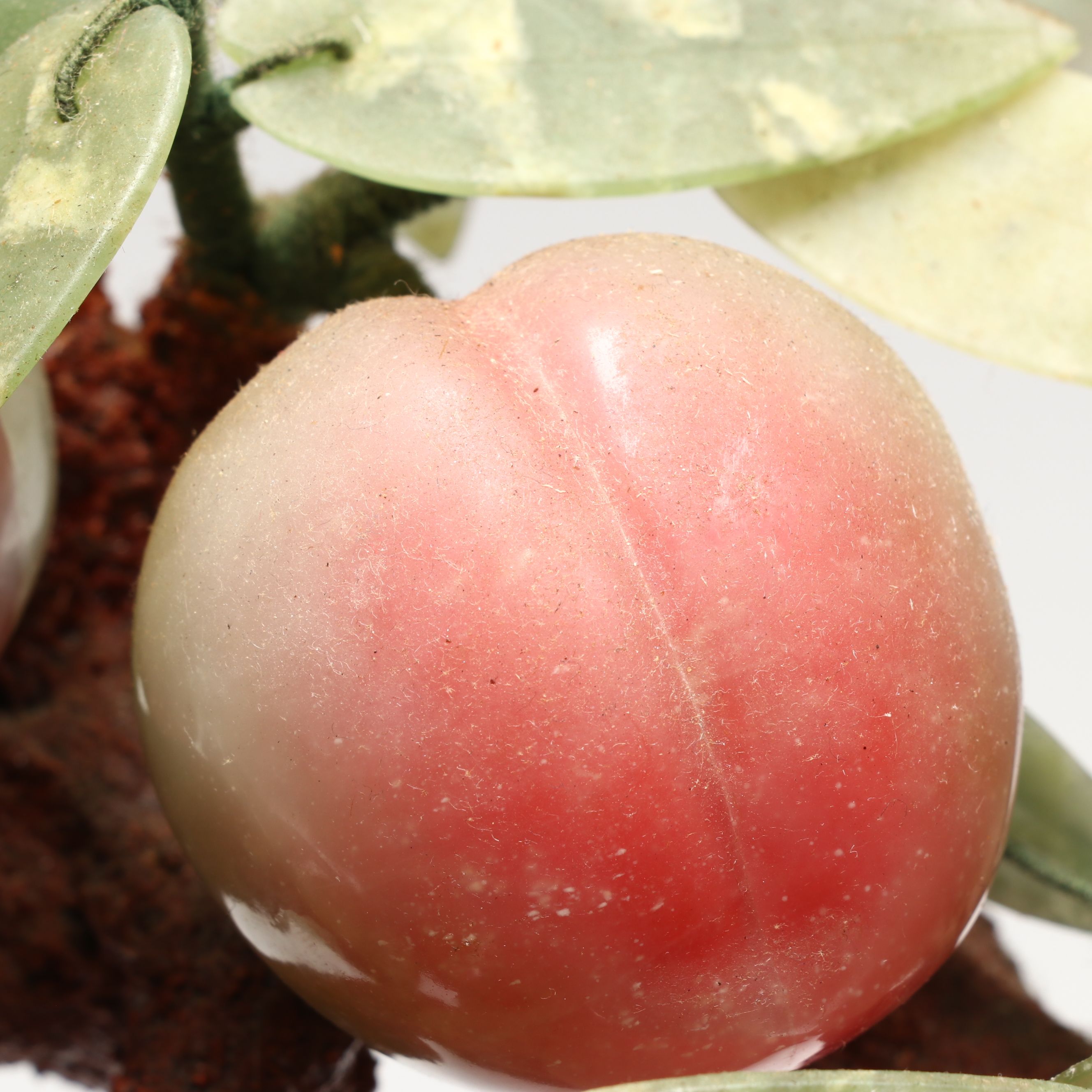 Chinese Glass and Stone Fruiting Peach Tree, Mid to Late 20th Century