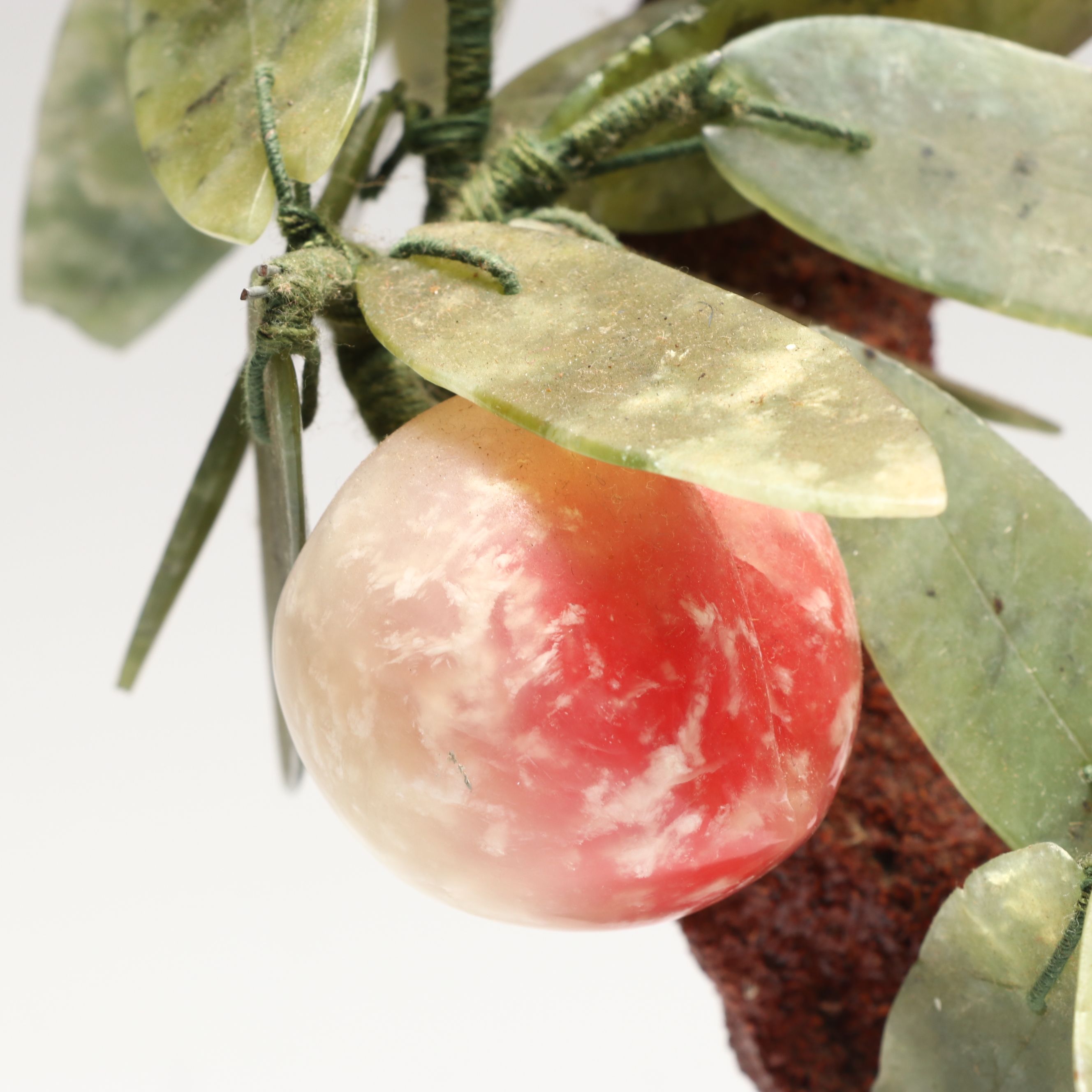 Chinese Glass and Stone Fruiting Peach Tree, Mid to Late 20th Century
