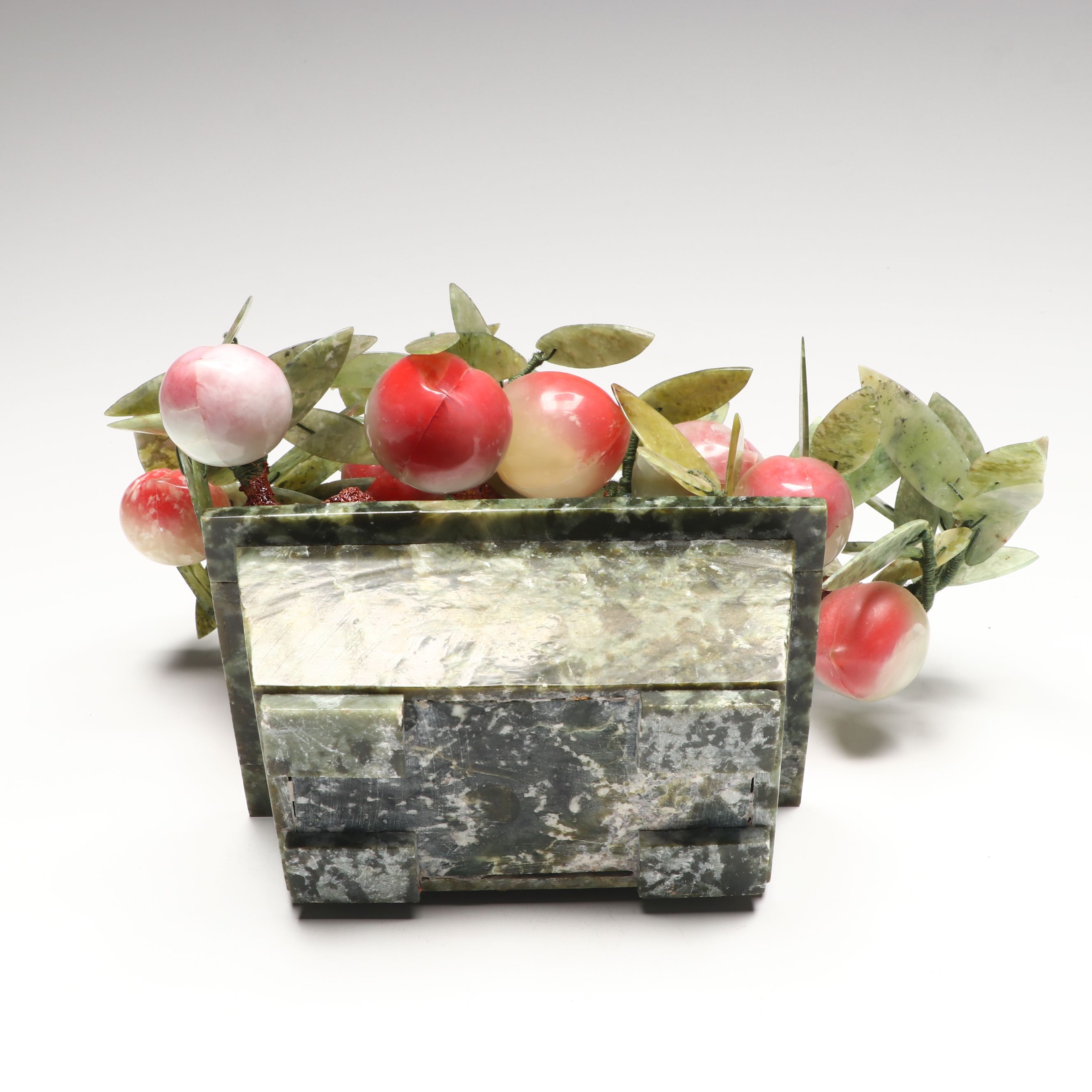 Chinese Glass and Stone Fruiting Peach Tree, Mid to Late 20th Century