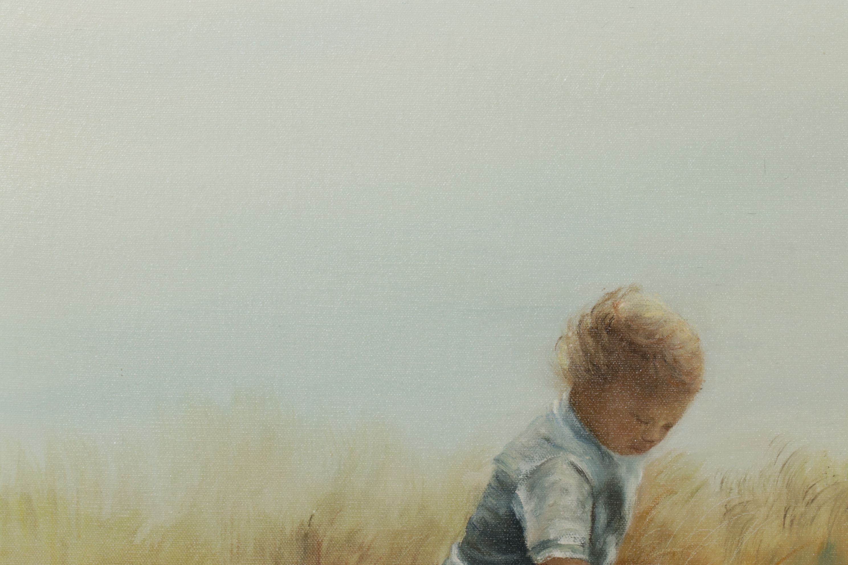 Ernestine Bucking Portrait Oil Painting of Child in a Marshy Field, 1974