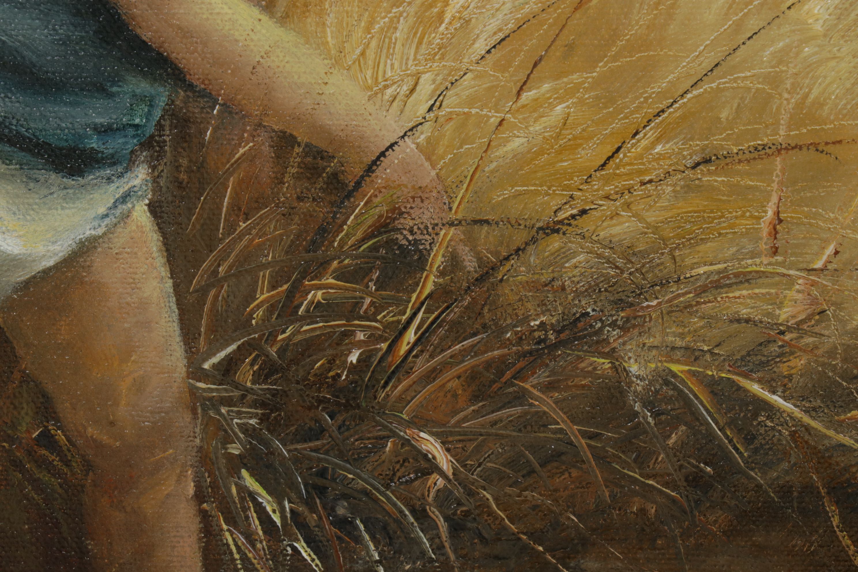 Ernestine Bucking Portrait Oil Painting of Child in a Marshy Field, 1974