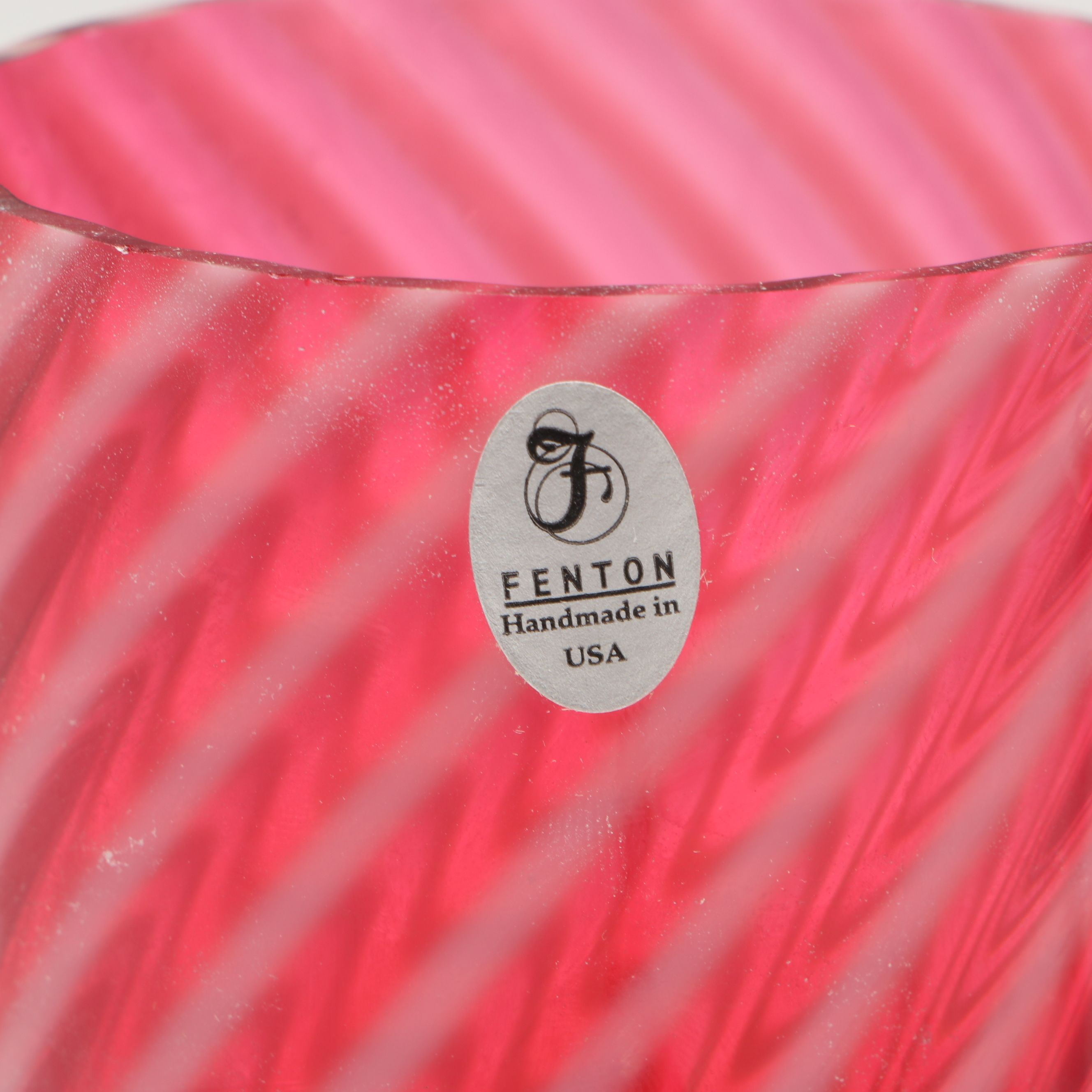 Fenton Cranberry Swirl and Metal Pickle Castor