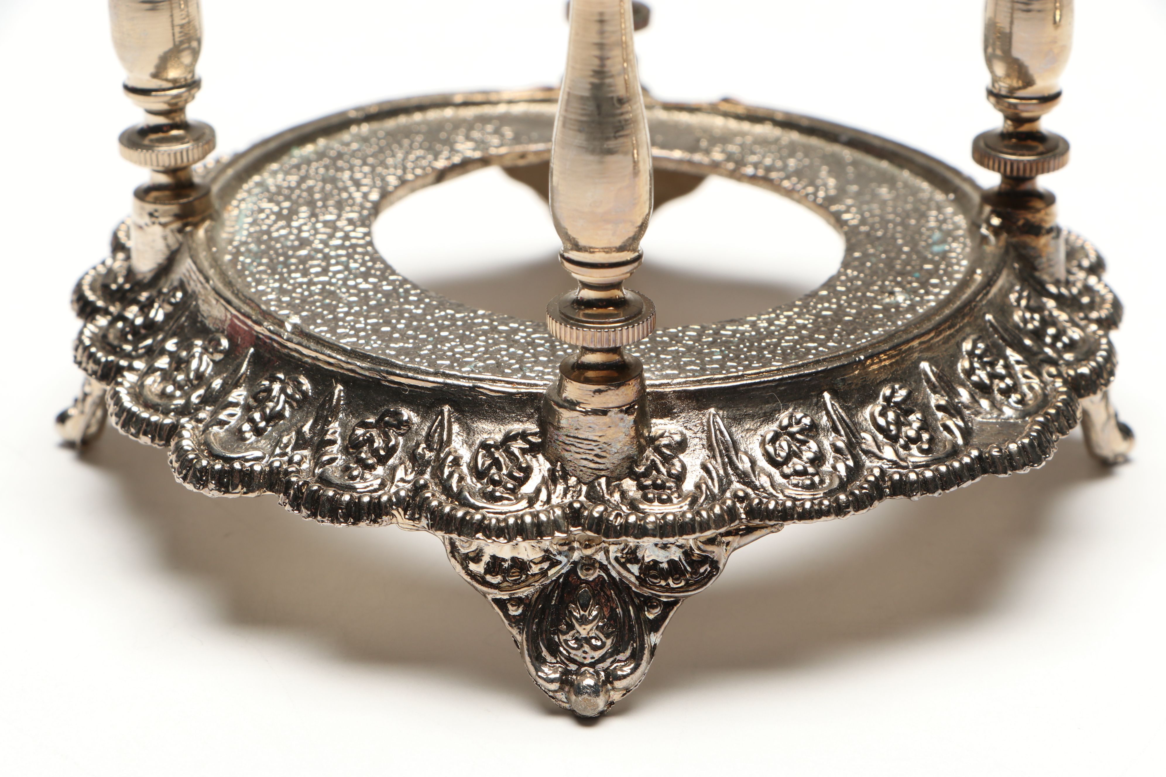 Fenton Cranberry Swirl and Metal Pickle Castor