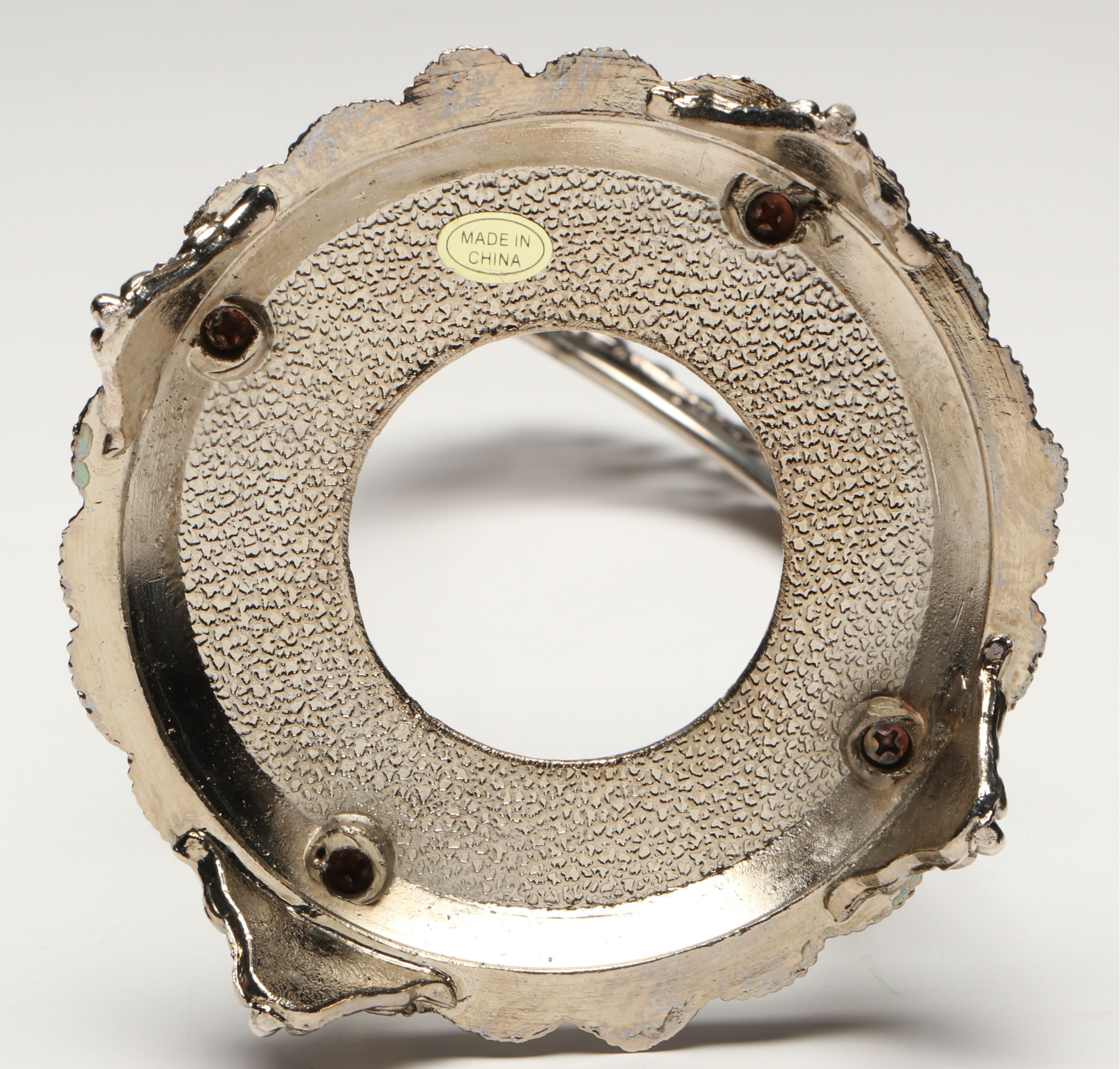 Fenton Cranberry Swirl and Metal Pickle Castor