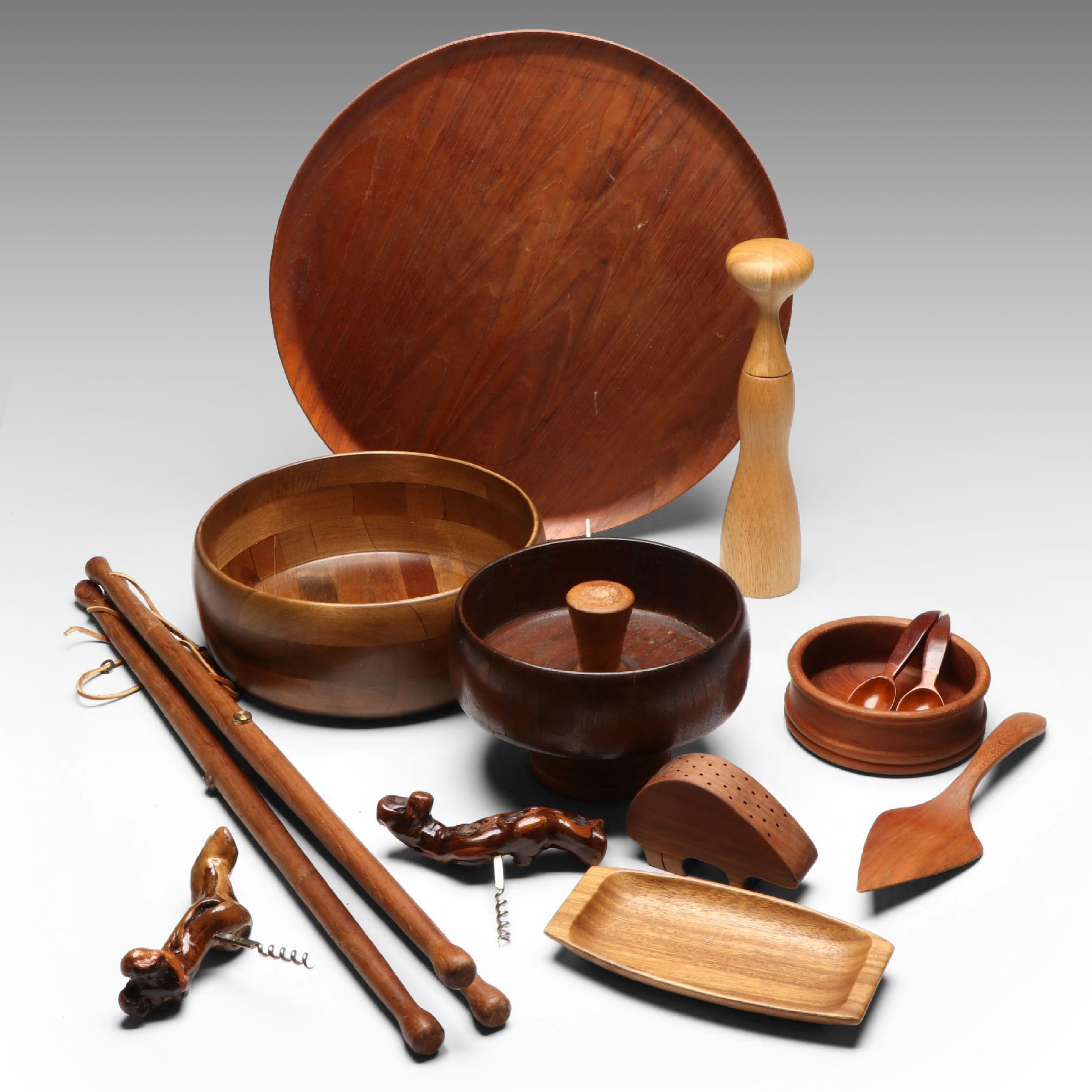 Georg Jensen "Alfredo" Pepper Grinder and Other Vintage Wood Kitchenware