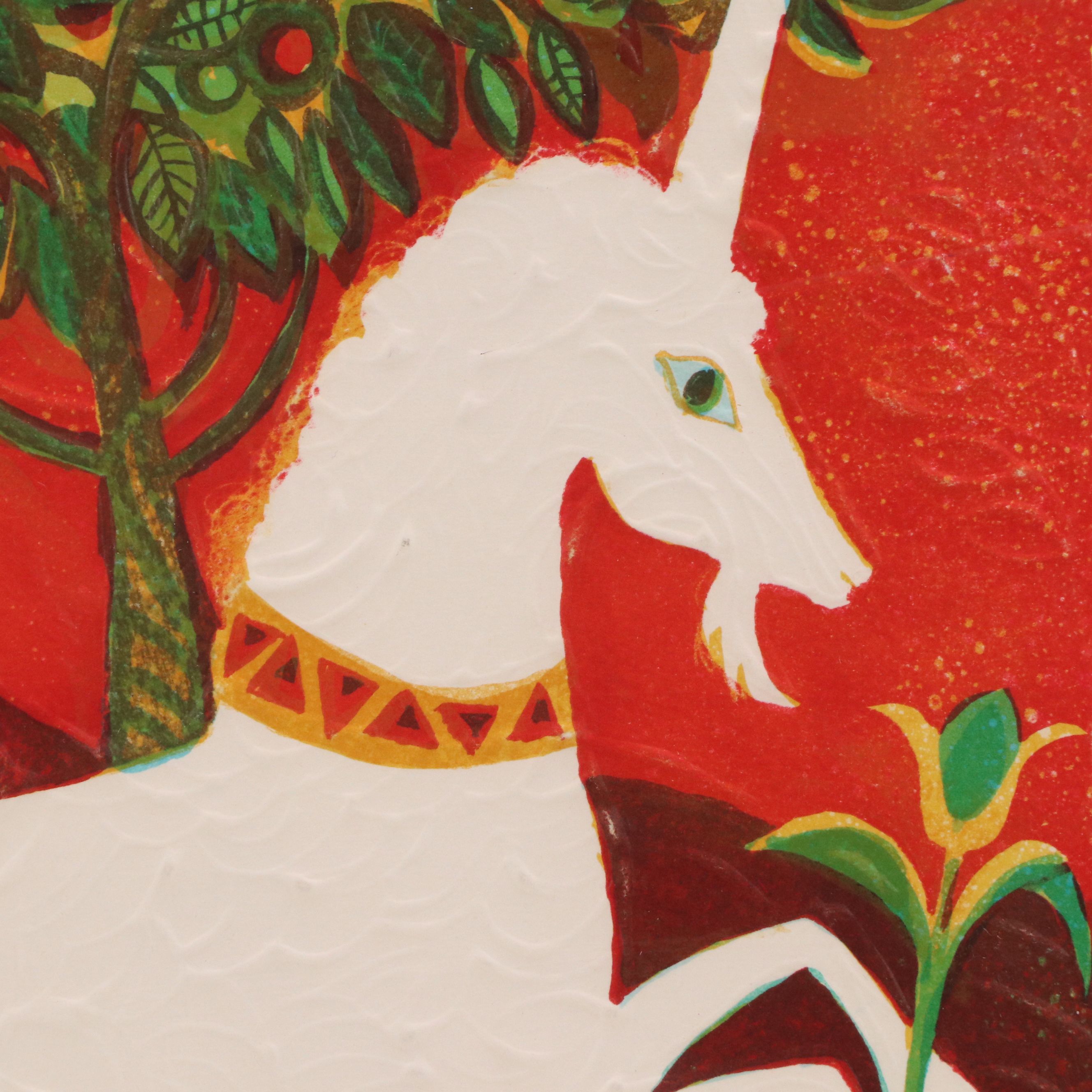 Judith Bledsoe Embossed Lithograph "Unicorn Tapestry," 1981