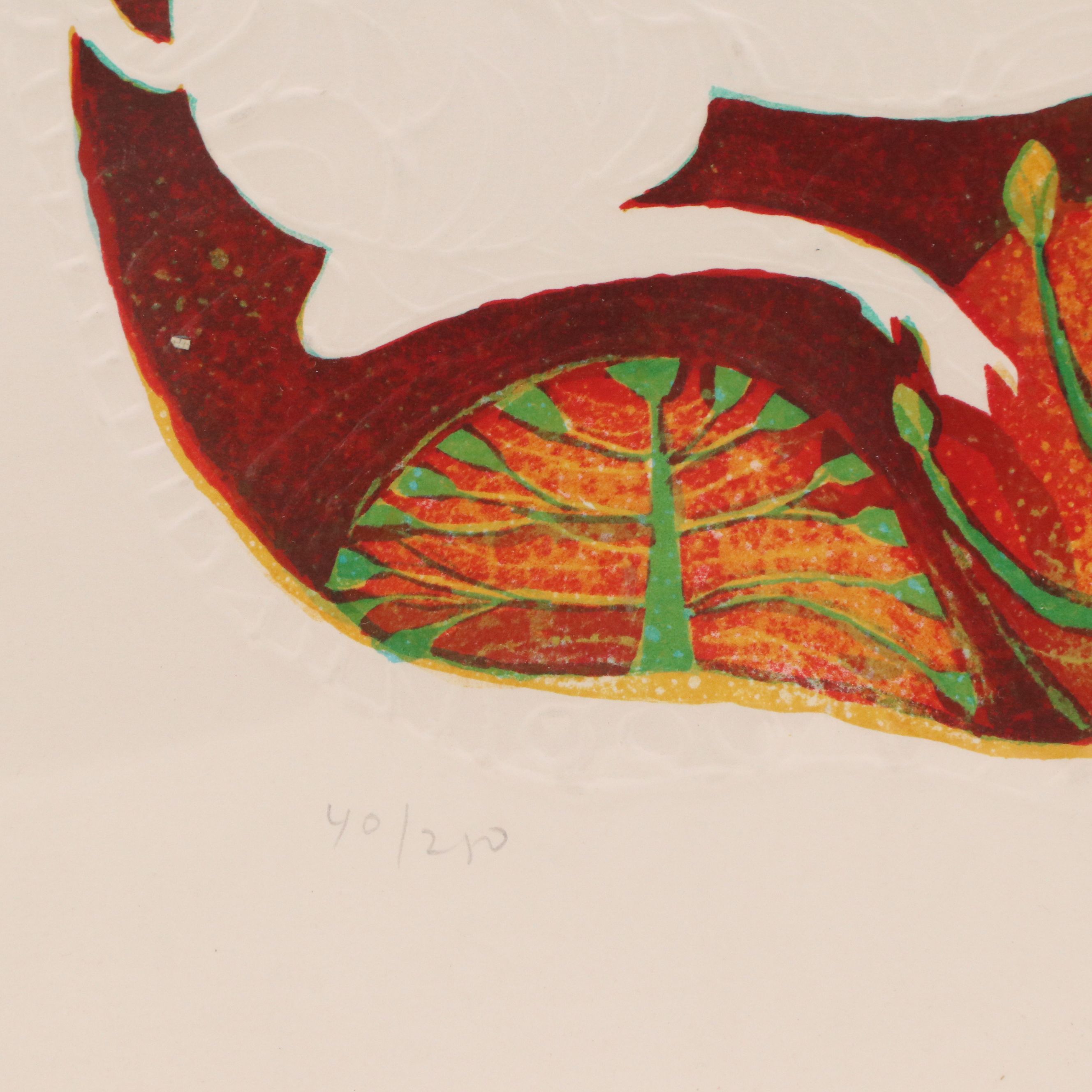 Judith Bledsoe Embossed Lithograph "Unicorn Tapestry," 1981