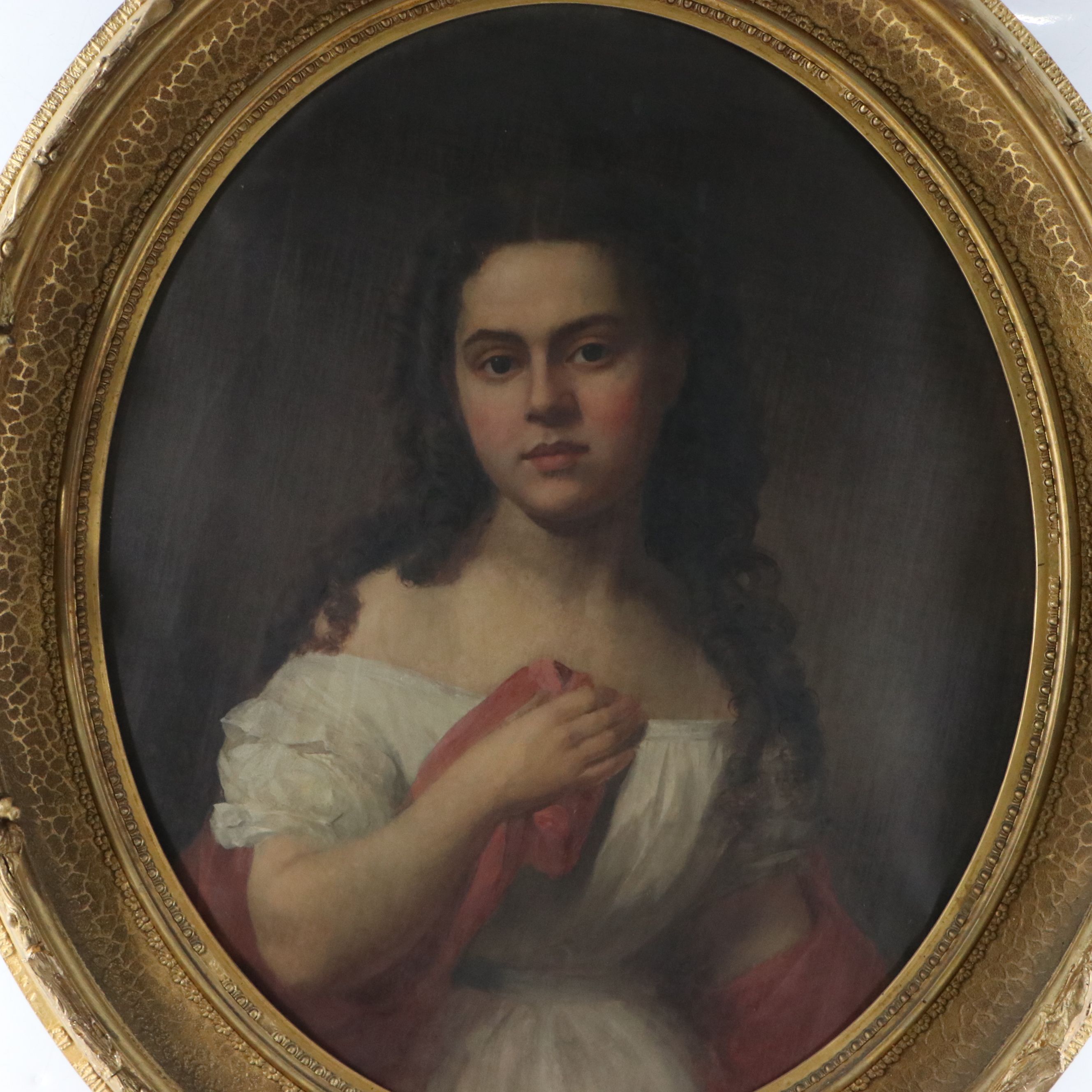 Portrait Oil Painting of Woman, 19th Century