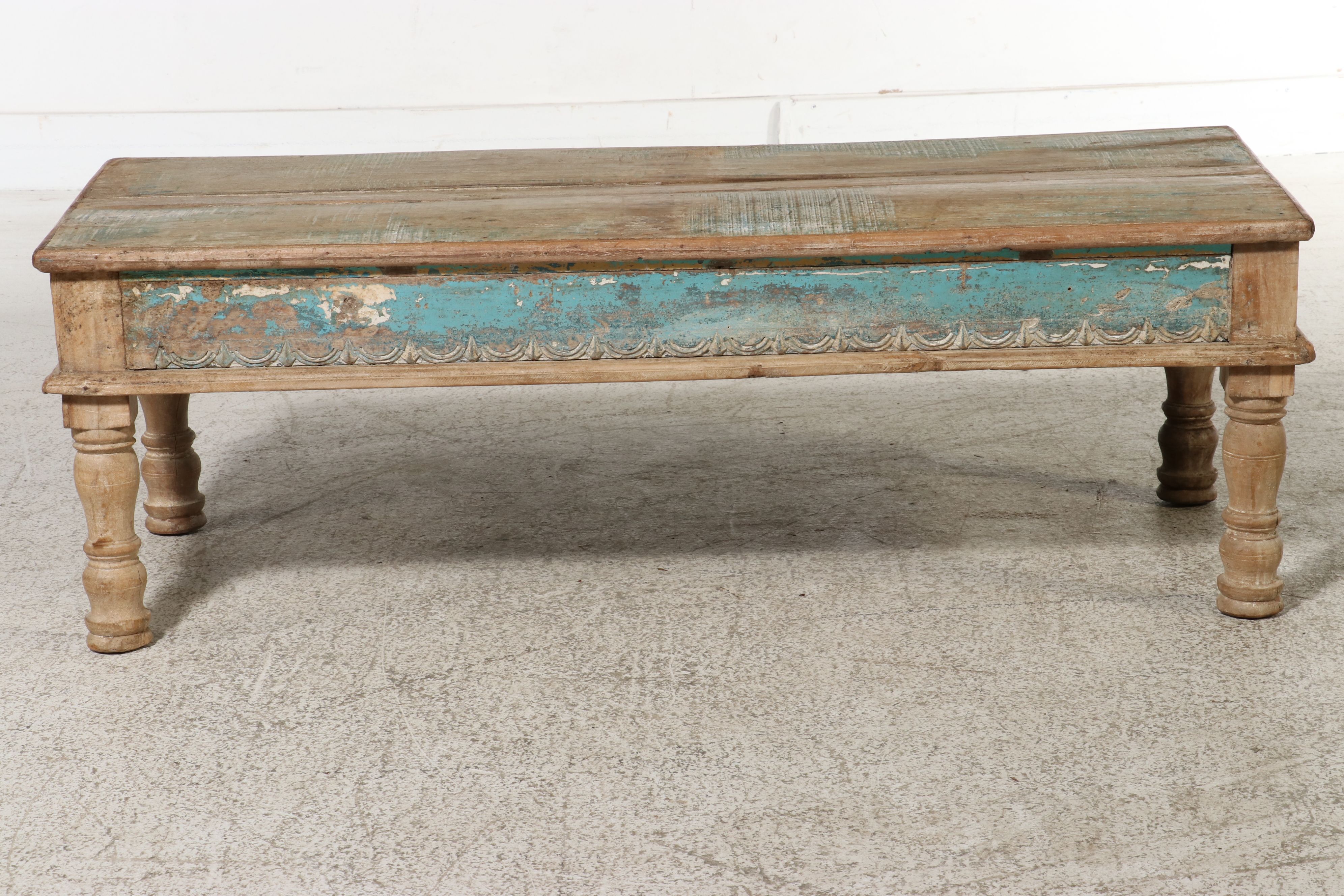 Indian Painted and Carved Wood Coffee Table