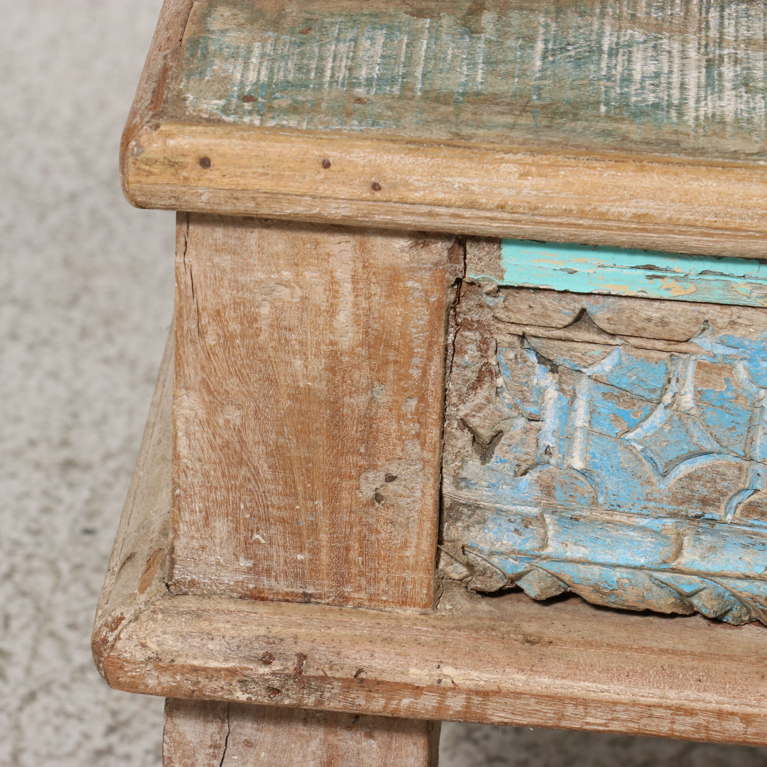 Indian Painted and Carved Wood Coffee Table