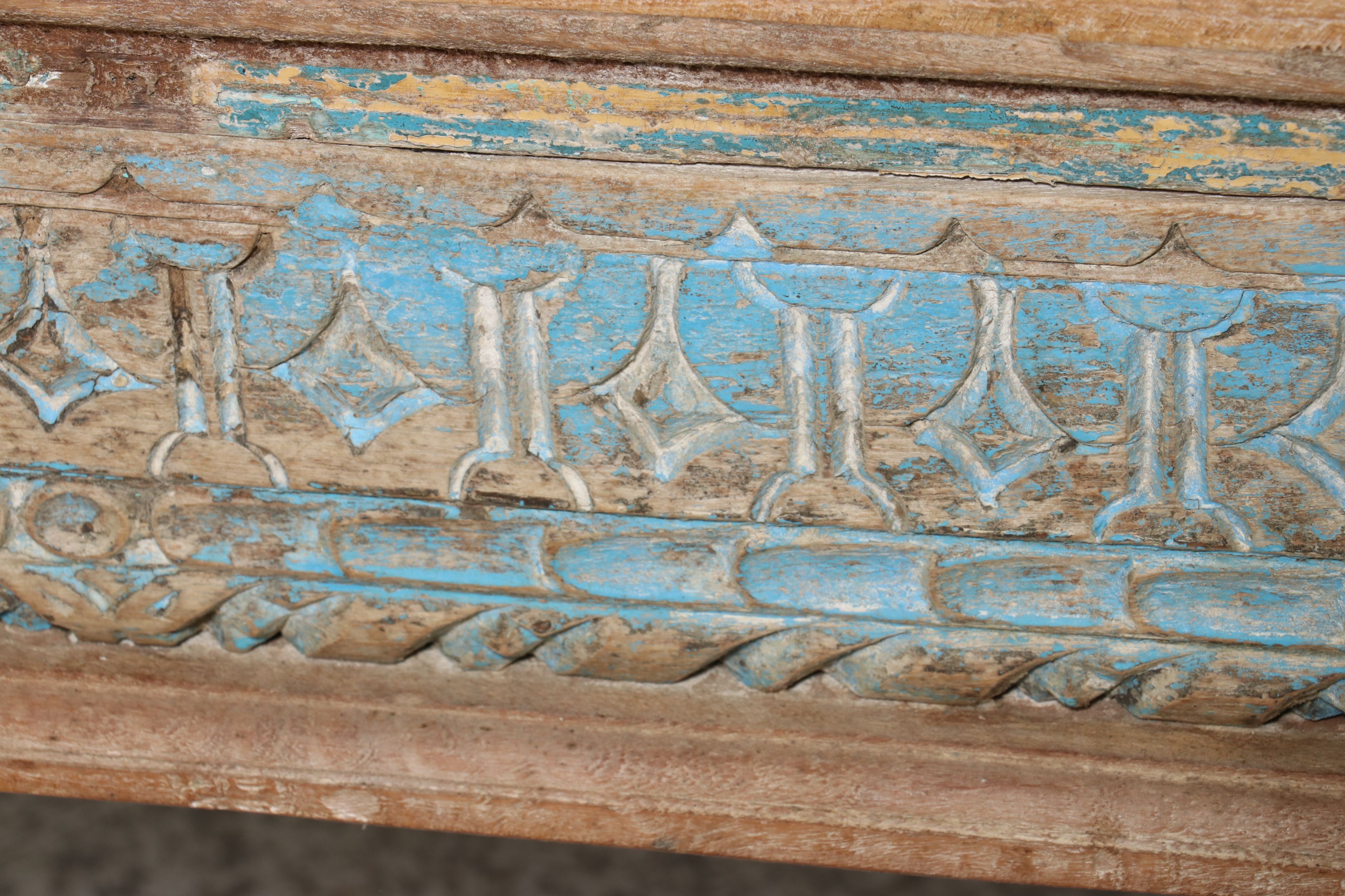 Indian Painted and Carved Wood Coffee Table