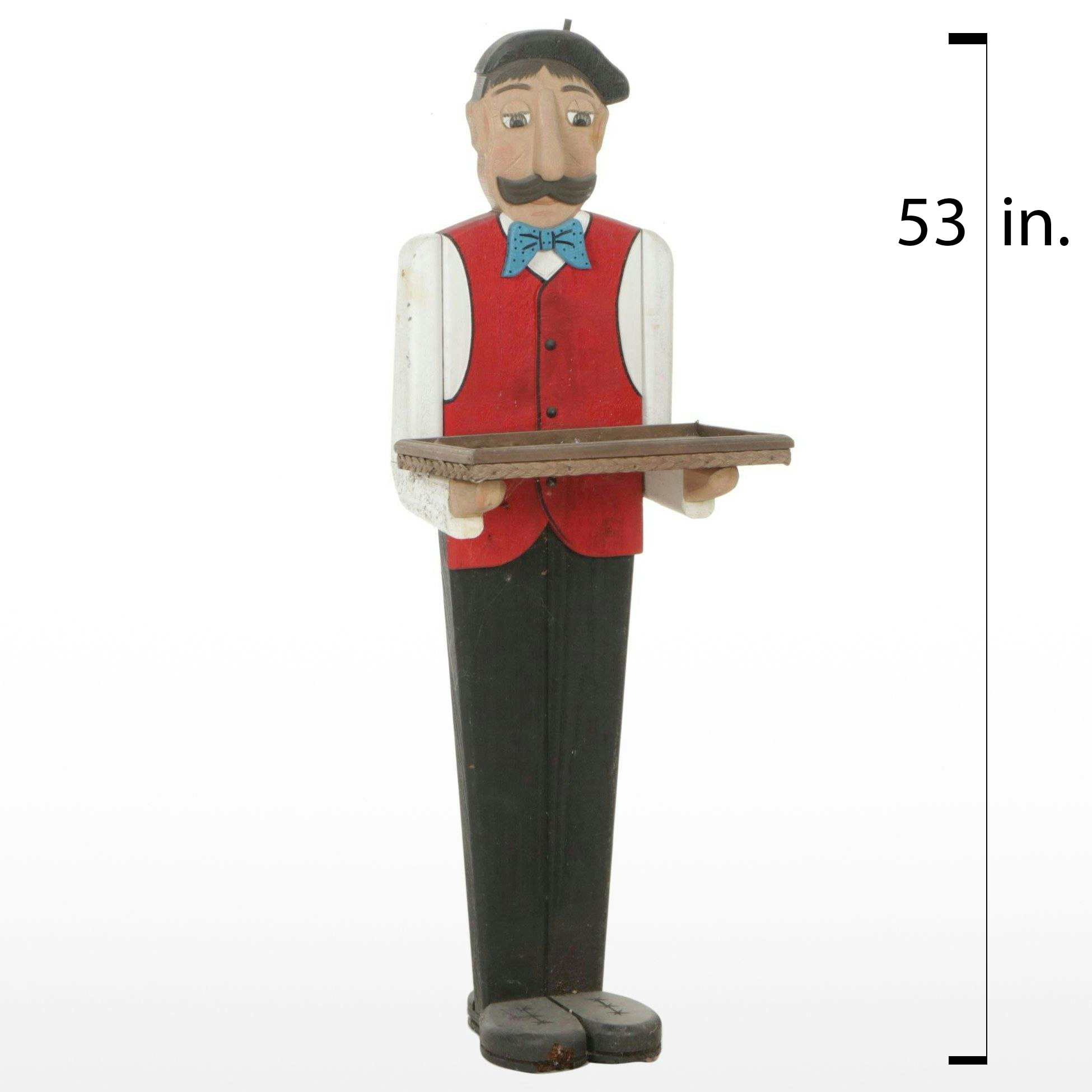 Woodendipity Painted and Carved Wood French Butler Tray Table, Signed "DuLong"