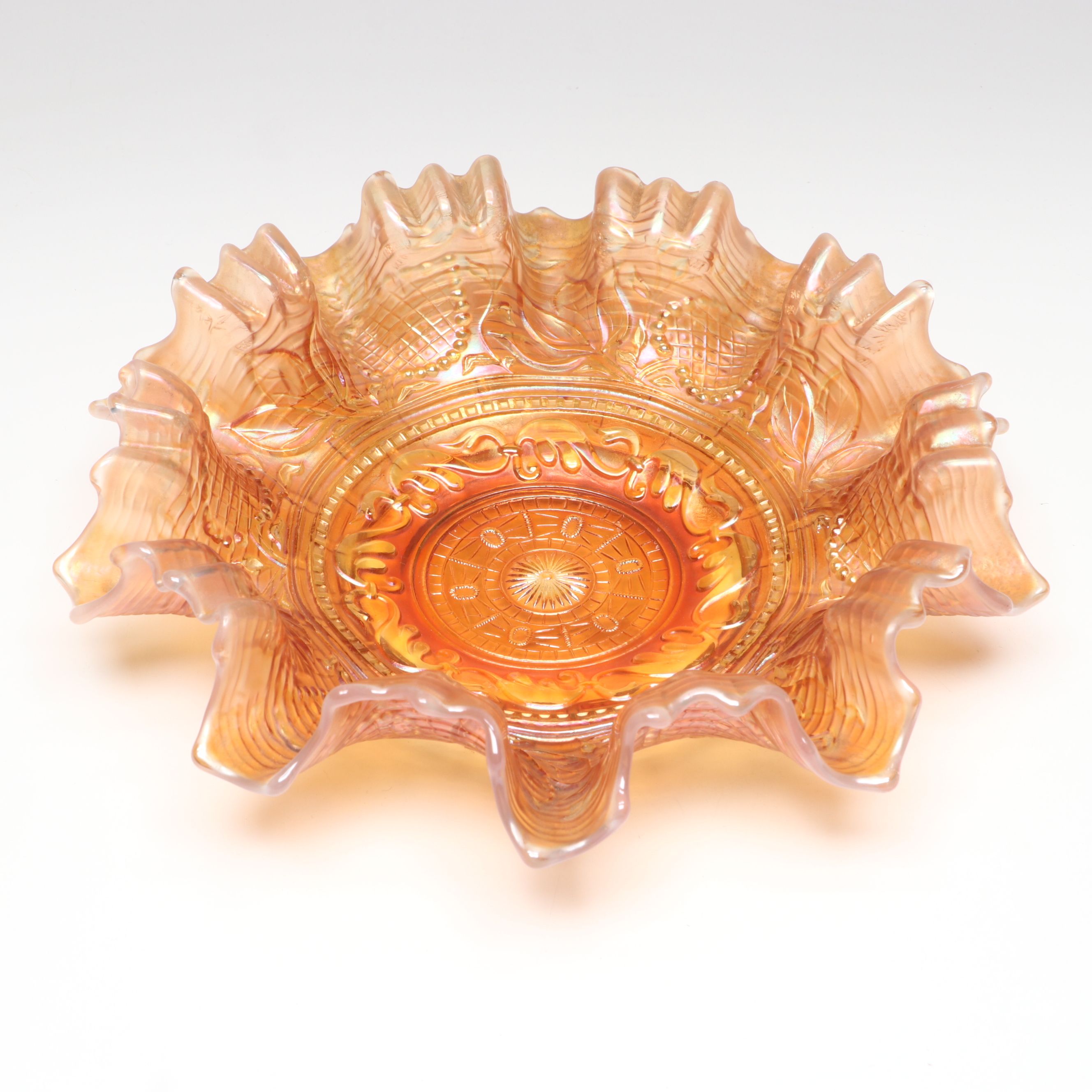 "Grape and Cable,"  "Fanciful" and More Marigold Carnival Glass Bowls