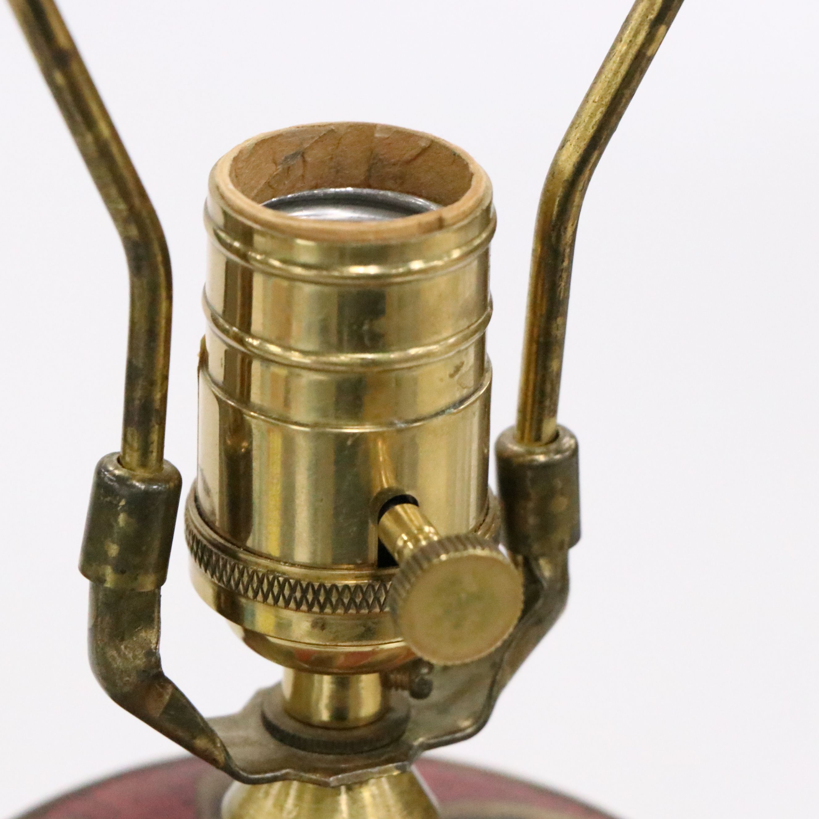 Hand-Painted Toleware Table Lamp with Pleated Shade