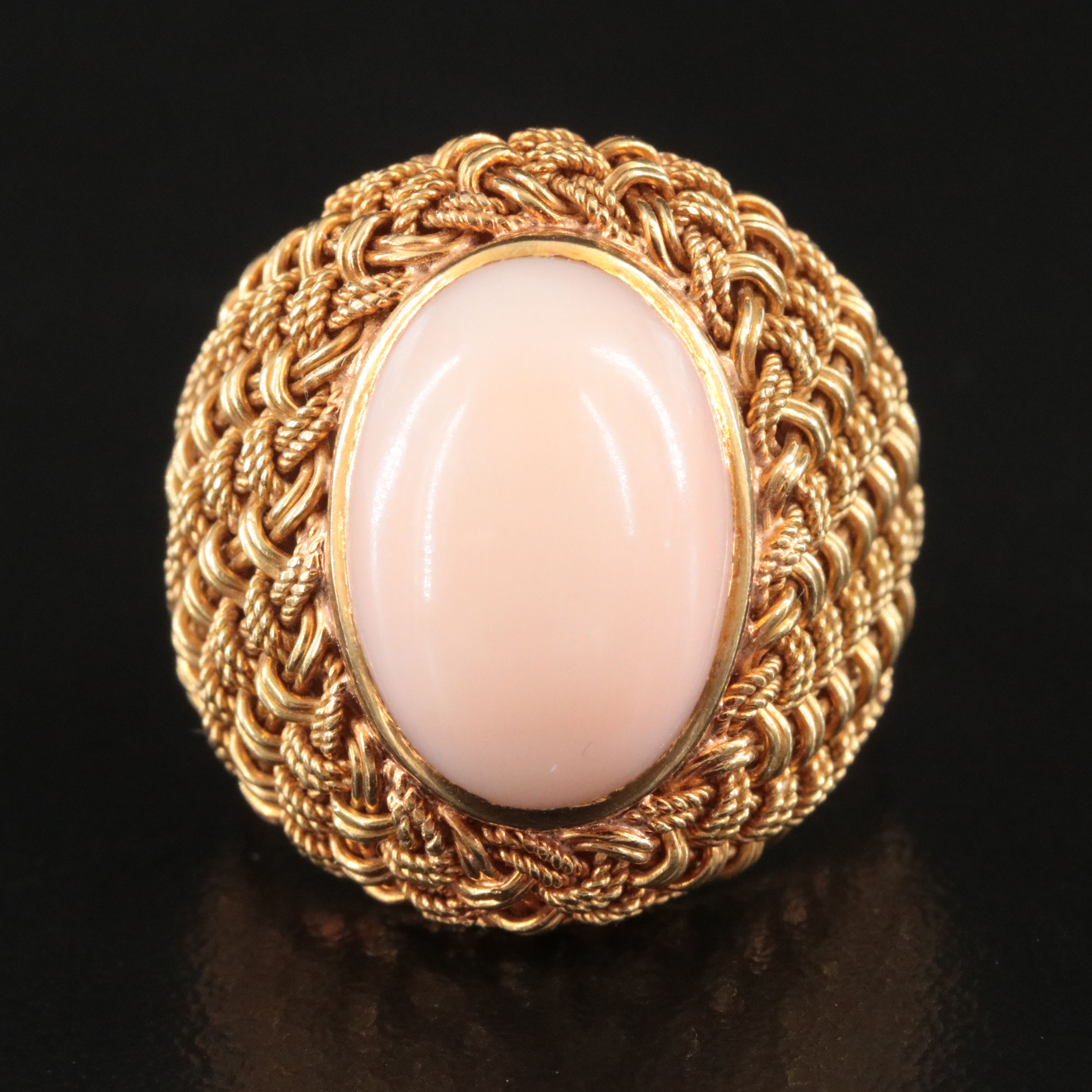 18K Basket Weave Coral Ring