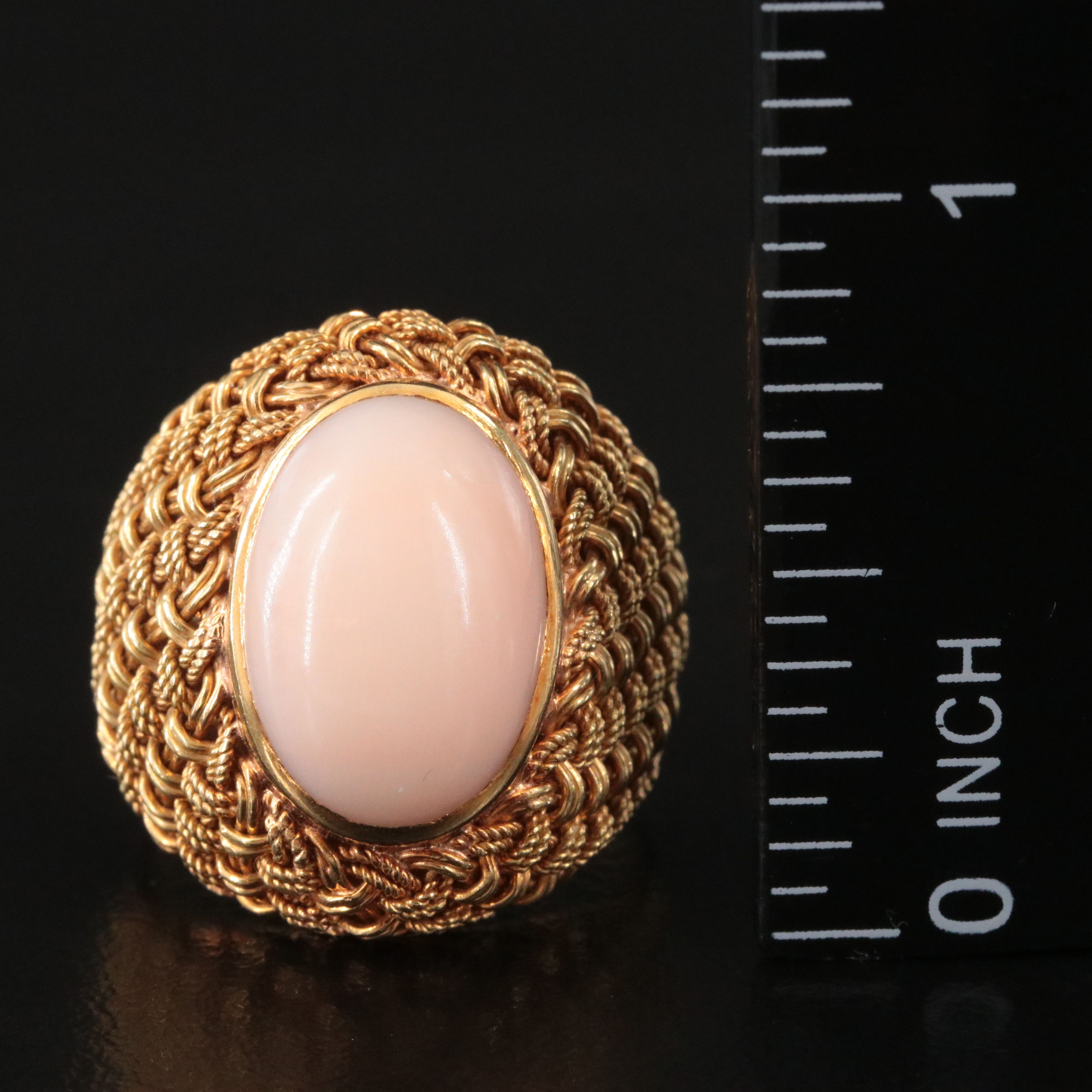18K Basket Weave Coral Ring