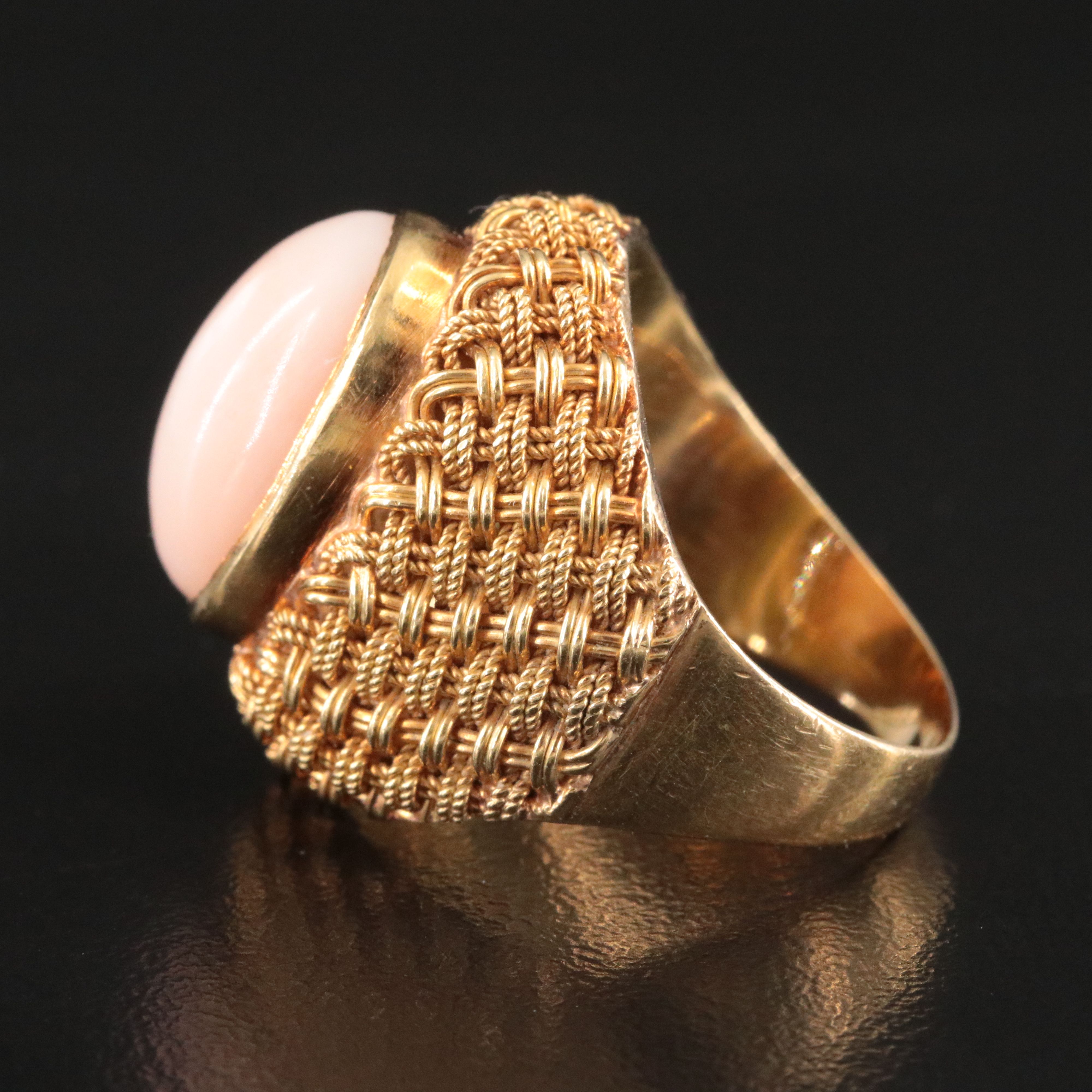 18K Basket Weave Coral Ring