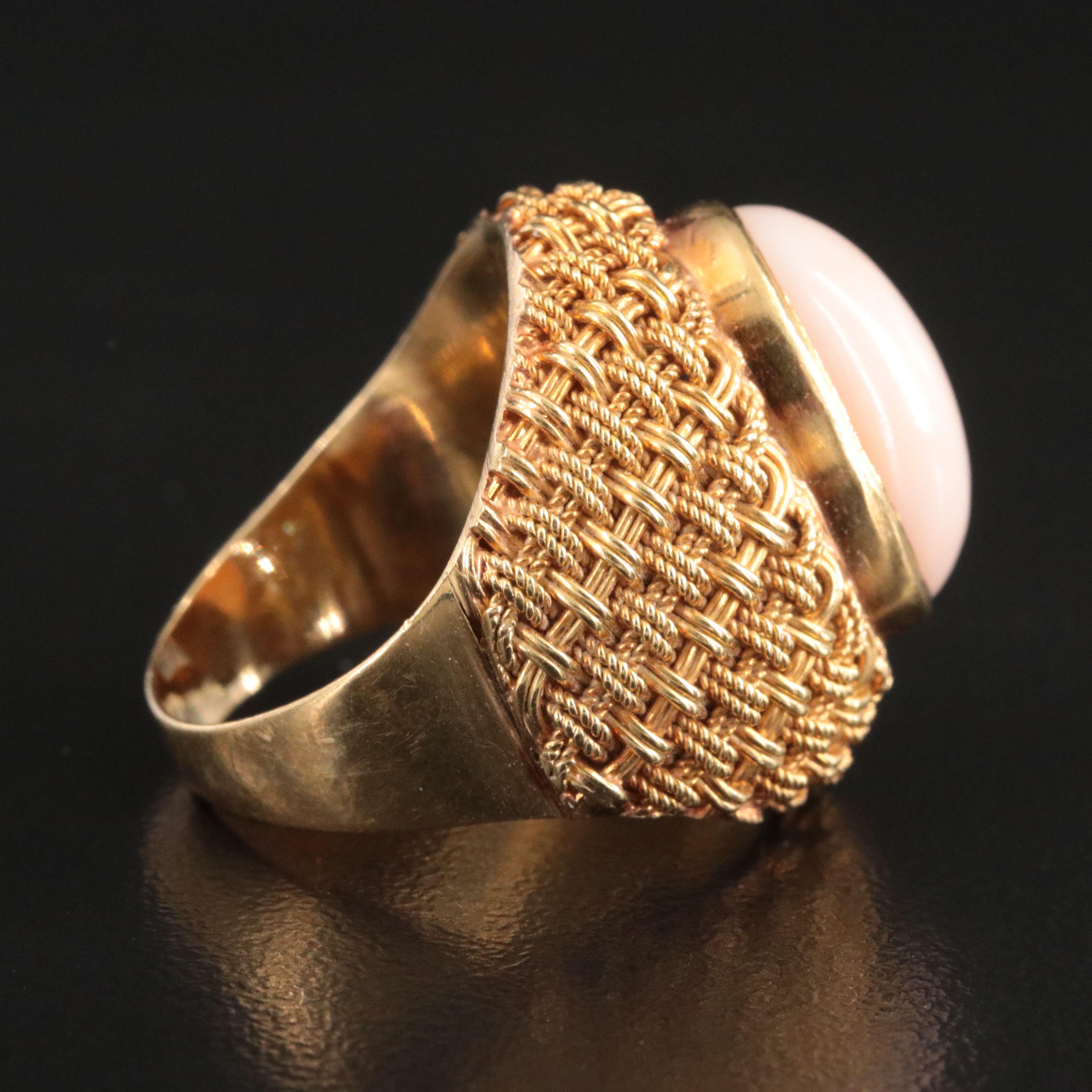 18K Basket Weave Coral Ring