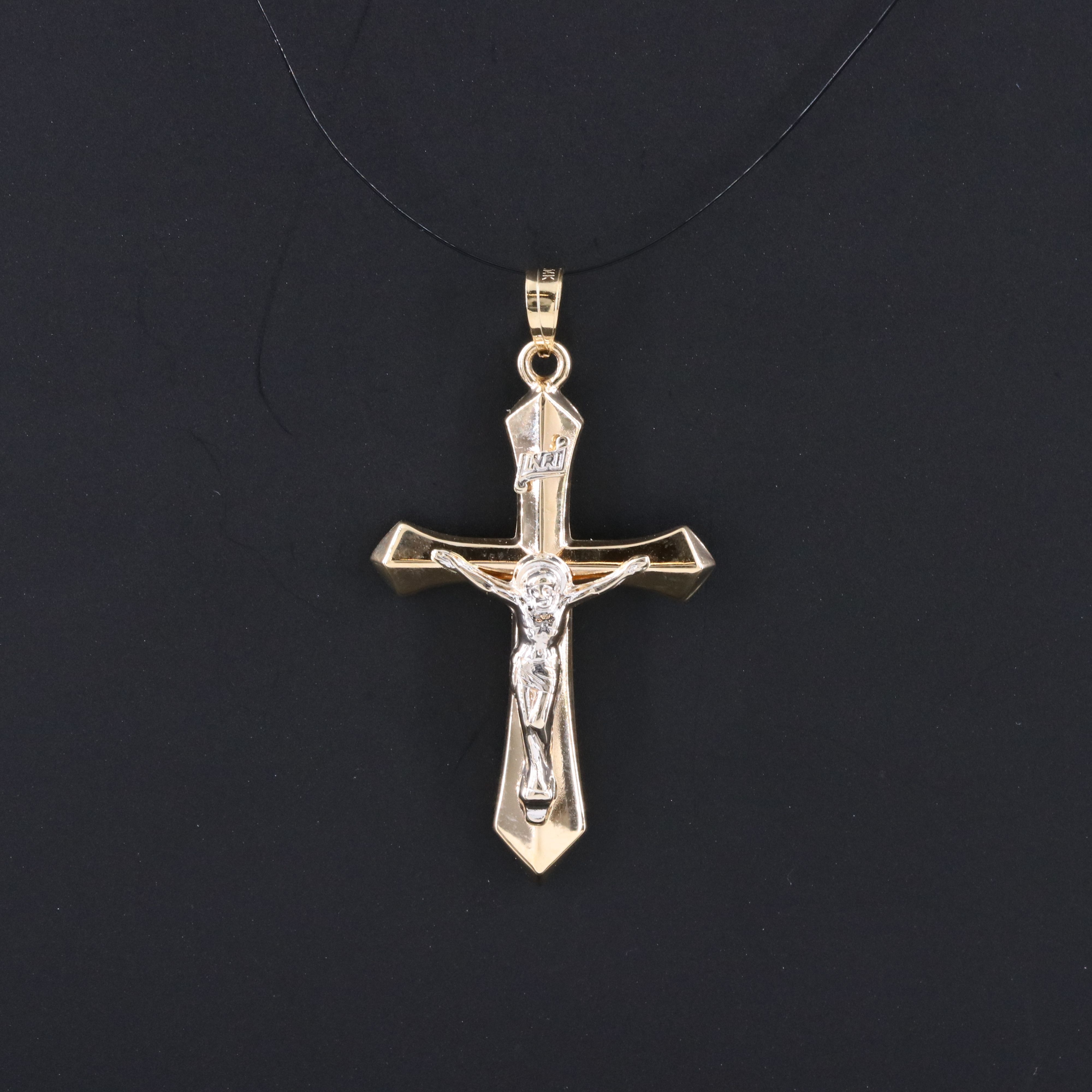 14K Two-Tone Crucifix Pendant
