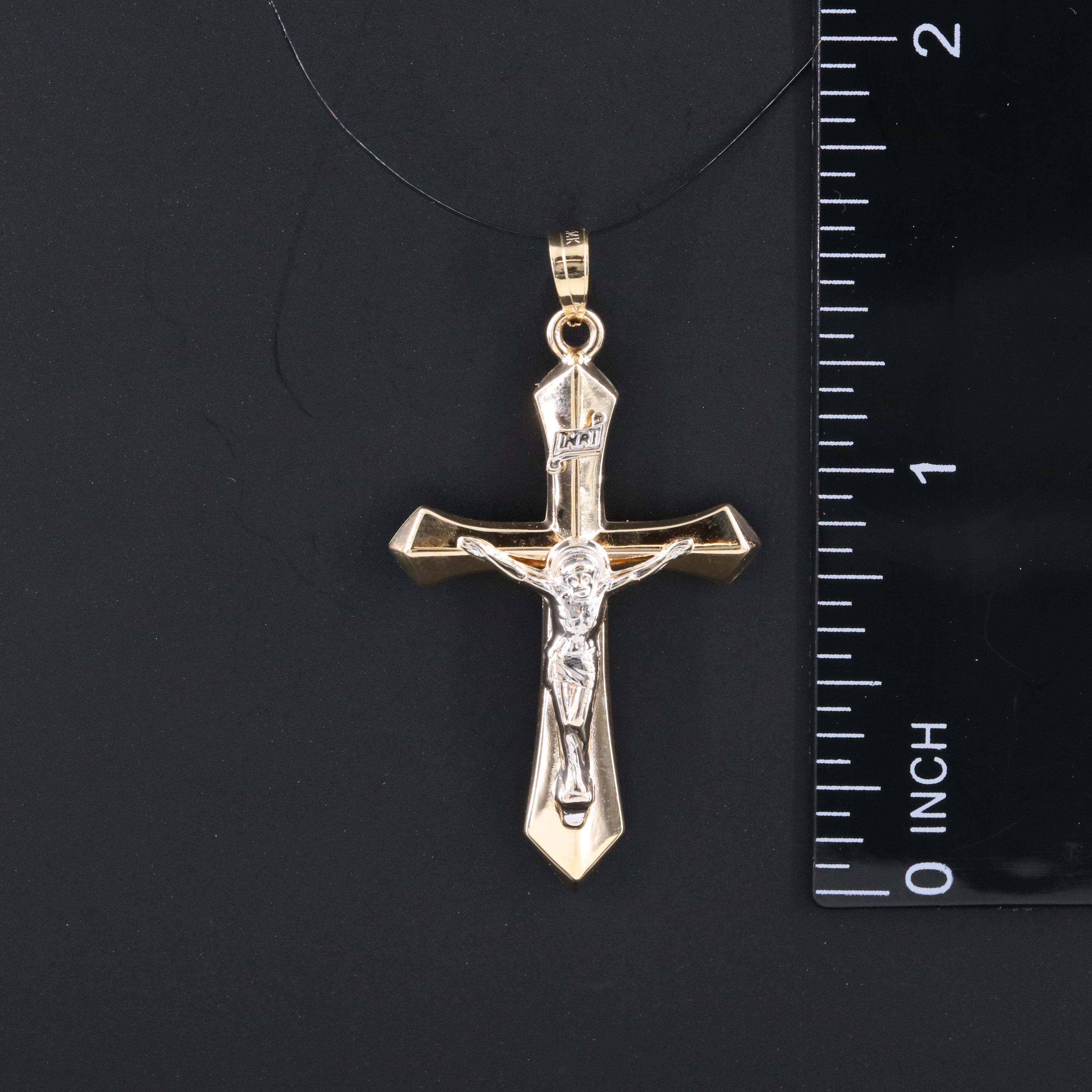 14K Two-Tone Crucifix Pendant