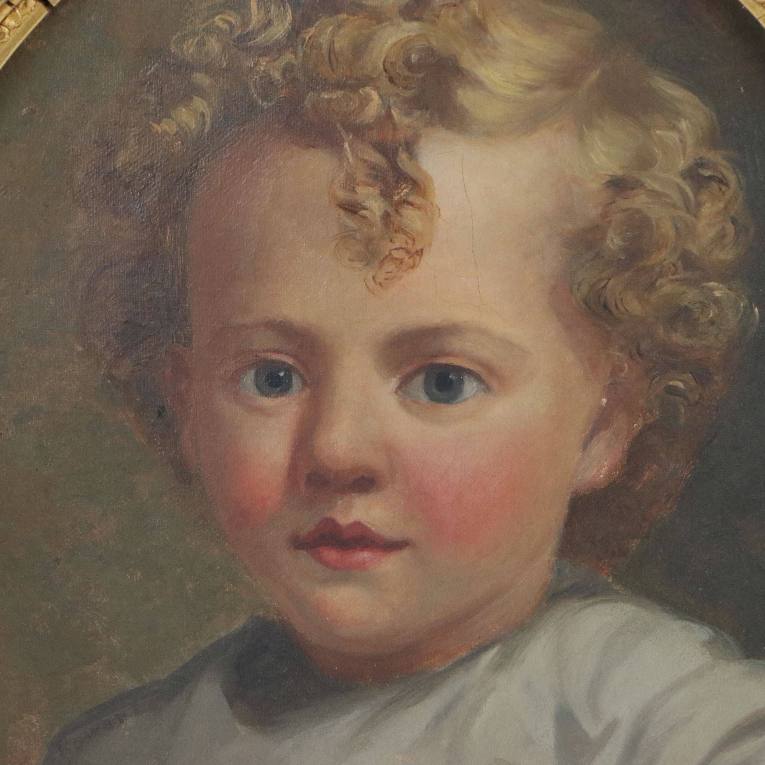 Child Portrait Oil Painting, 19th Century