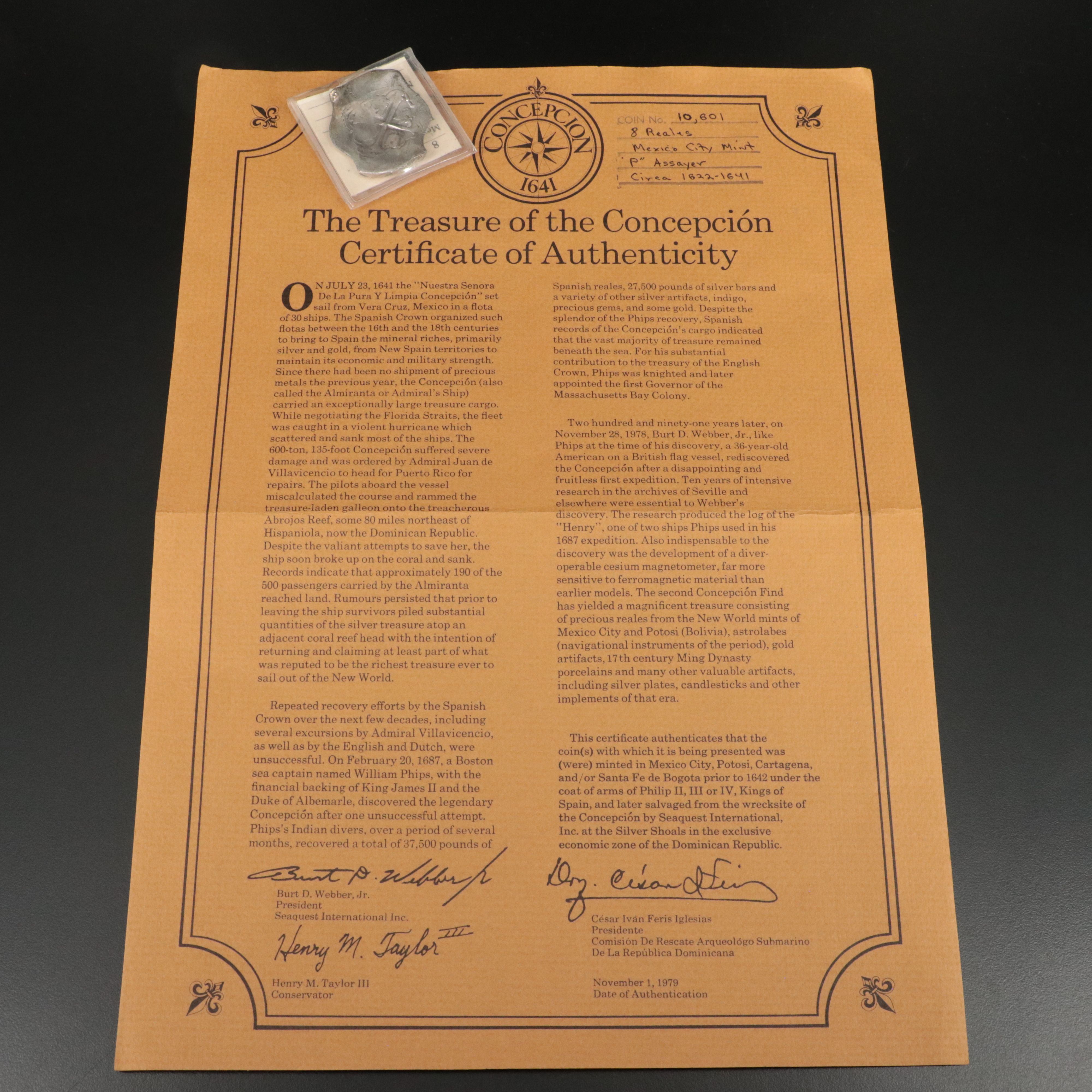 8 Reales Silver Cob From the Wreck of the Concepcion