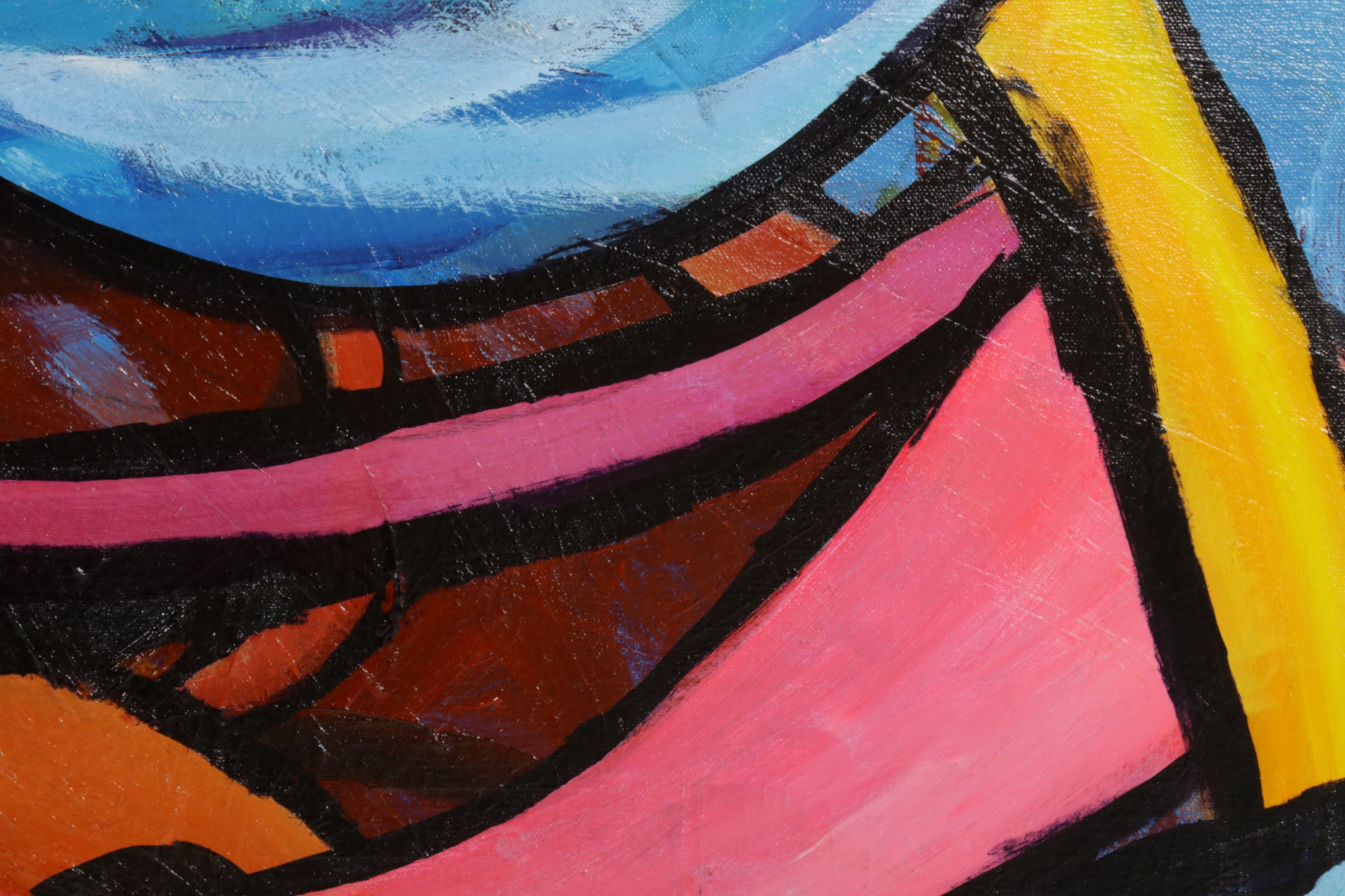 Joe Dixon Abstract Expressionist Cool-Toned Acrylic Painting, Circa 2020