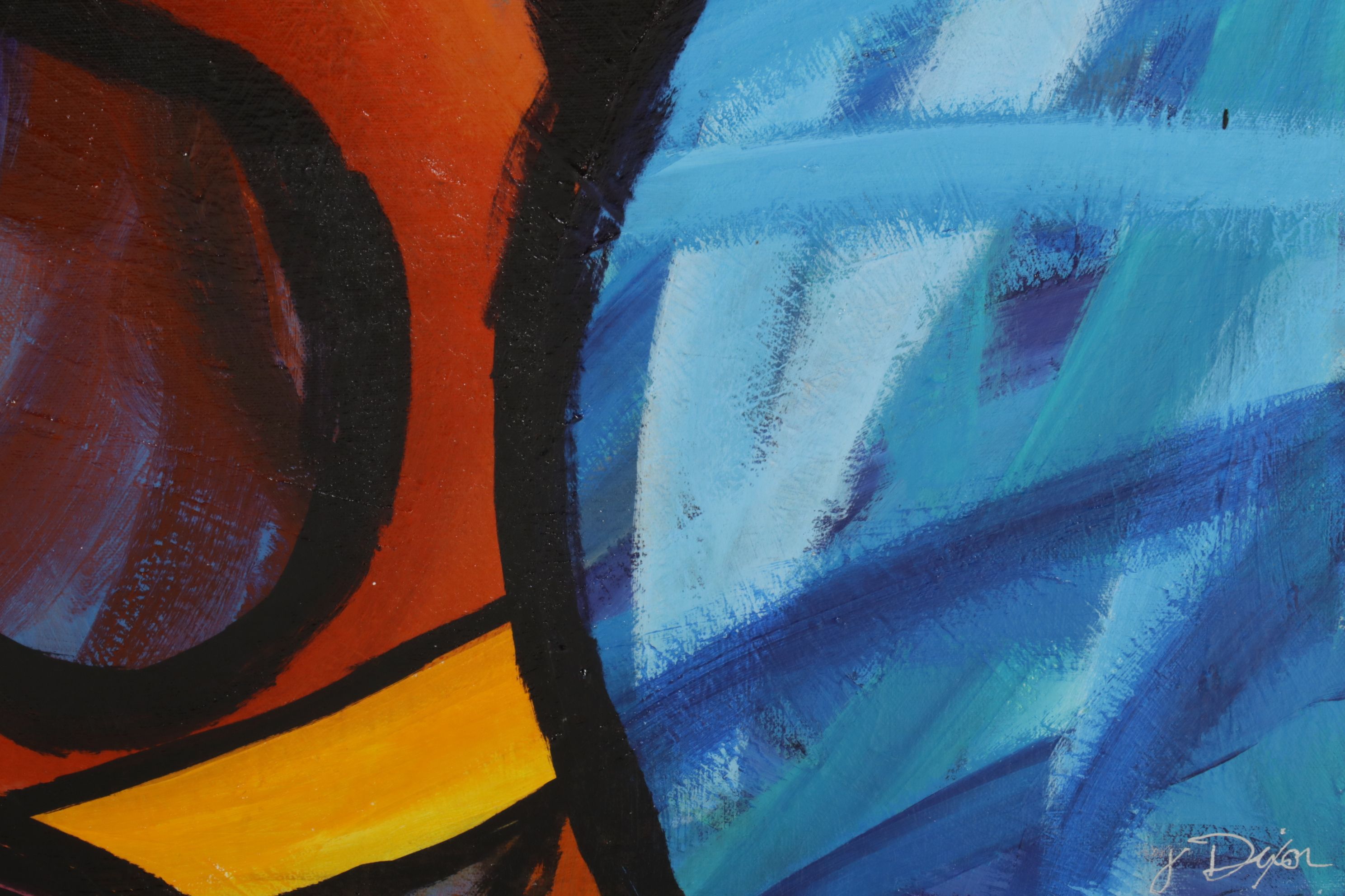 Joe Dixon Abstract Expressionist Cool-Toned Acrylic Painting, Circa 2020