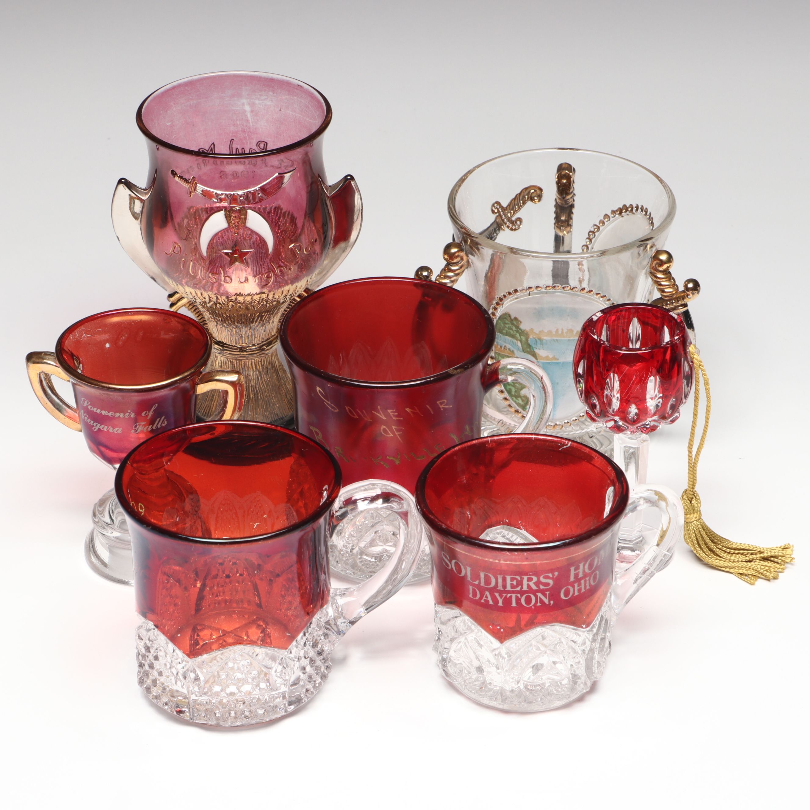 Ruby Flashed with More Antique and Vintage Souvenir Mugs and Goblets