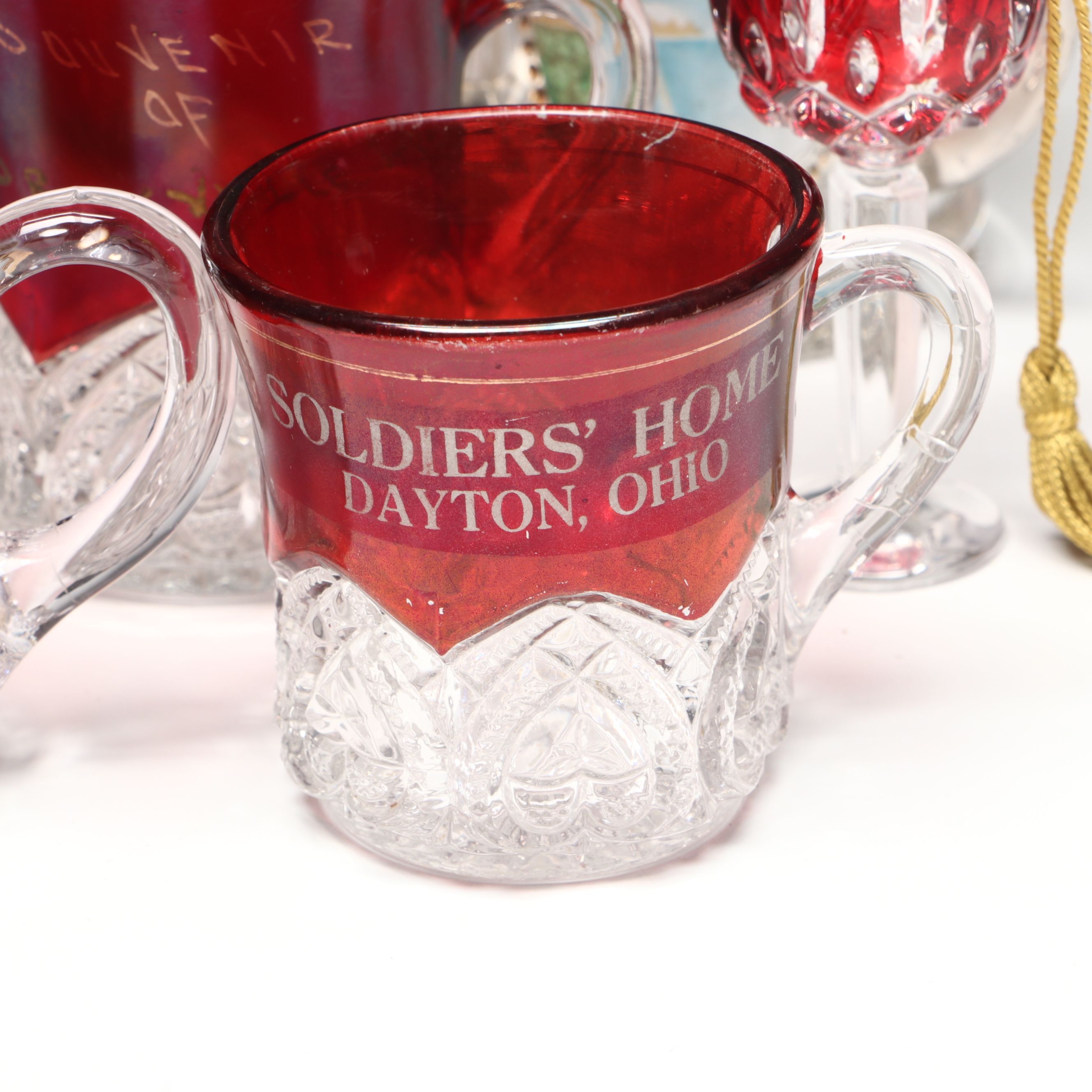 Ruby Flashed with More Antique and Vintage Souvenir Mugs and Goblets