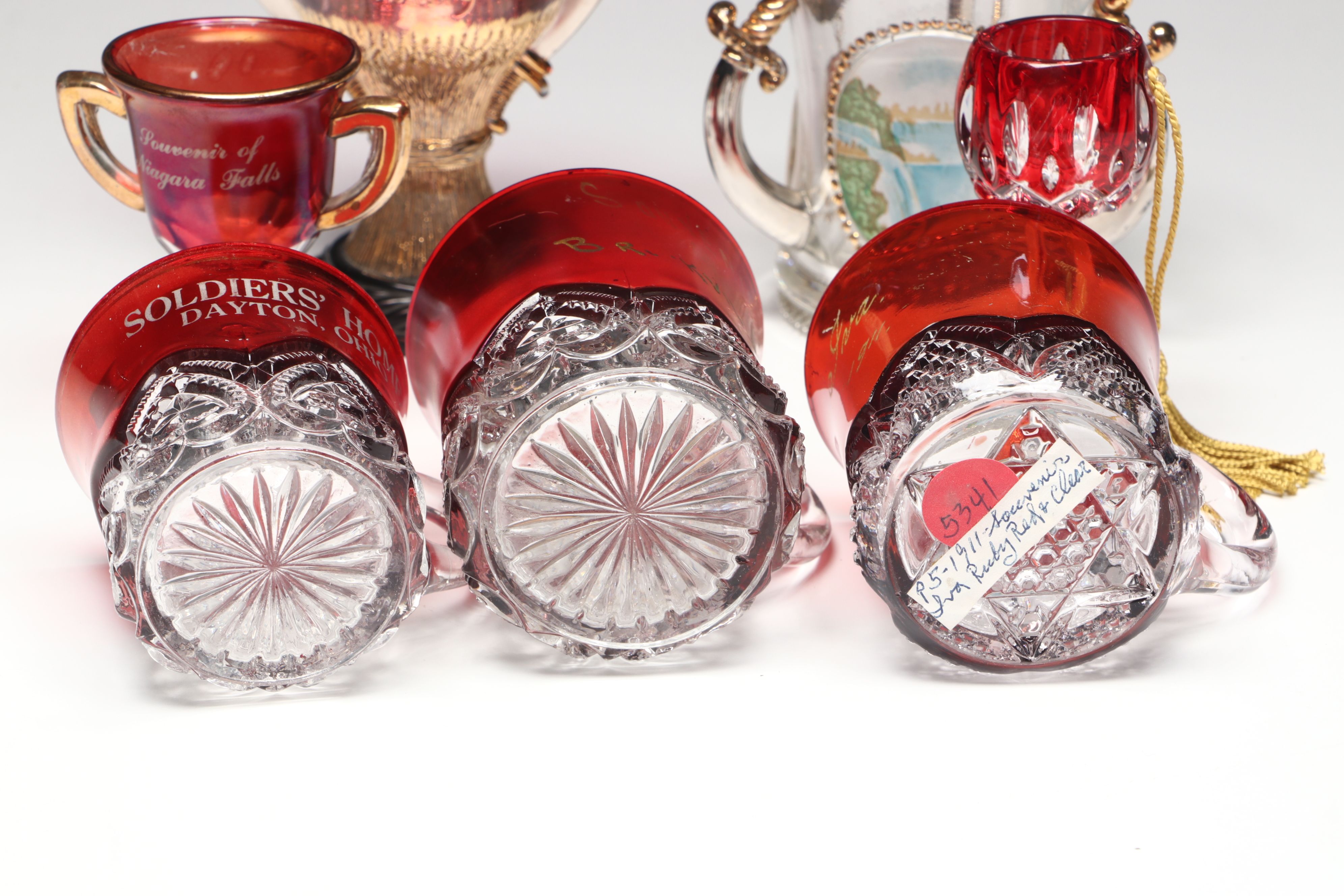 Ruby Flashed with More Antique and Vintage Souvenir Mugs and Goblets