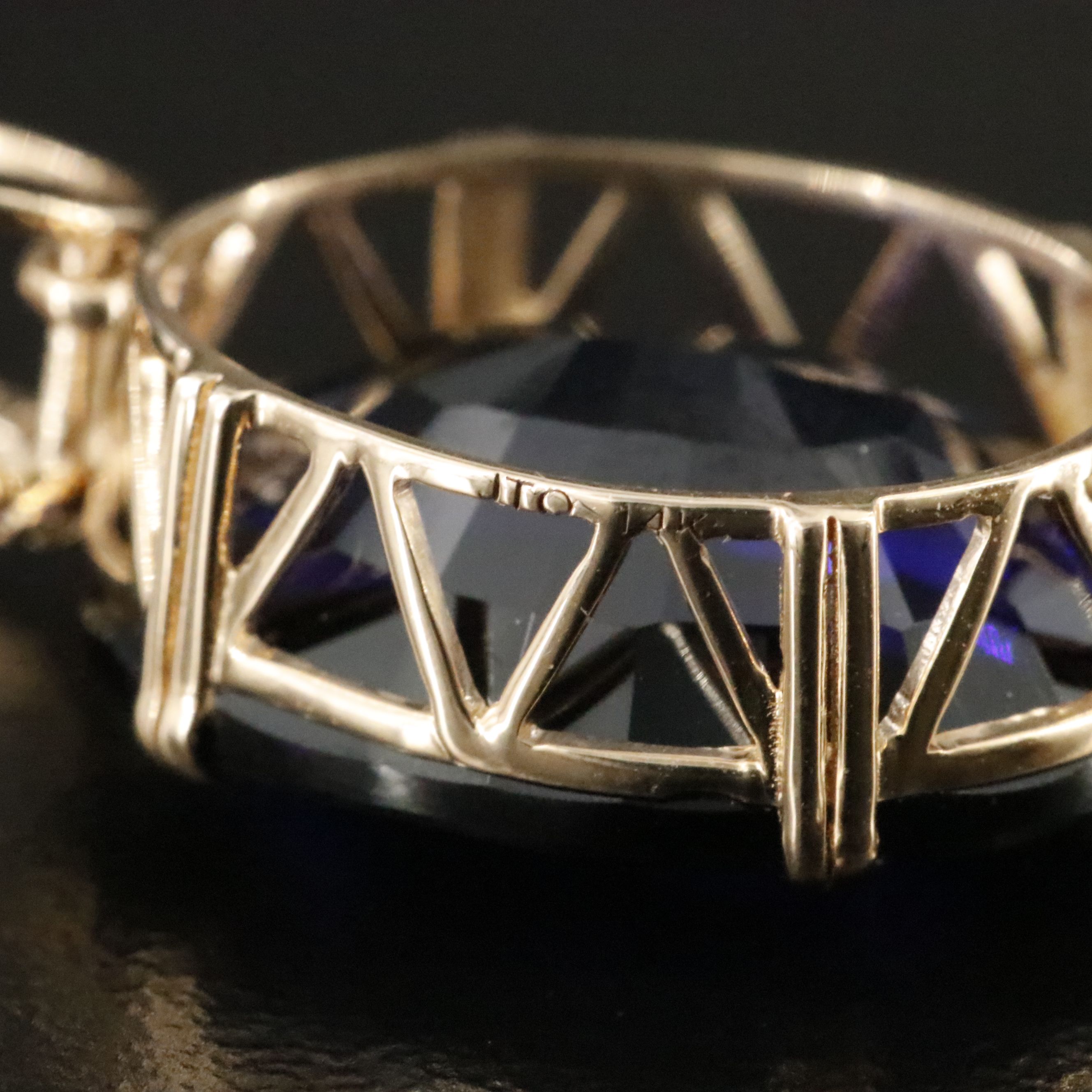 14K 10.29 CT Lab Grown Sapphire and Moissanite Pendant