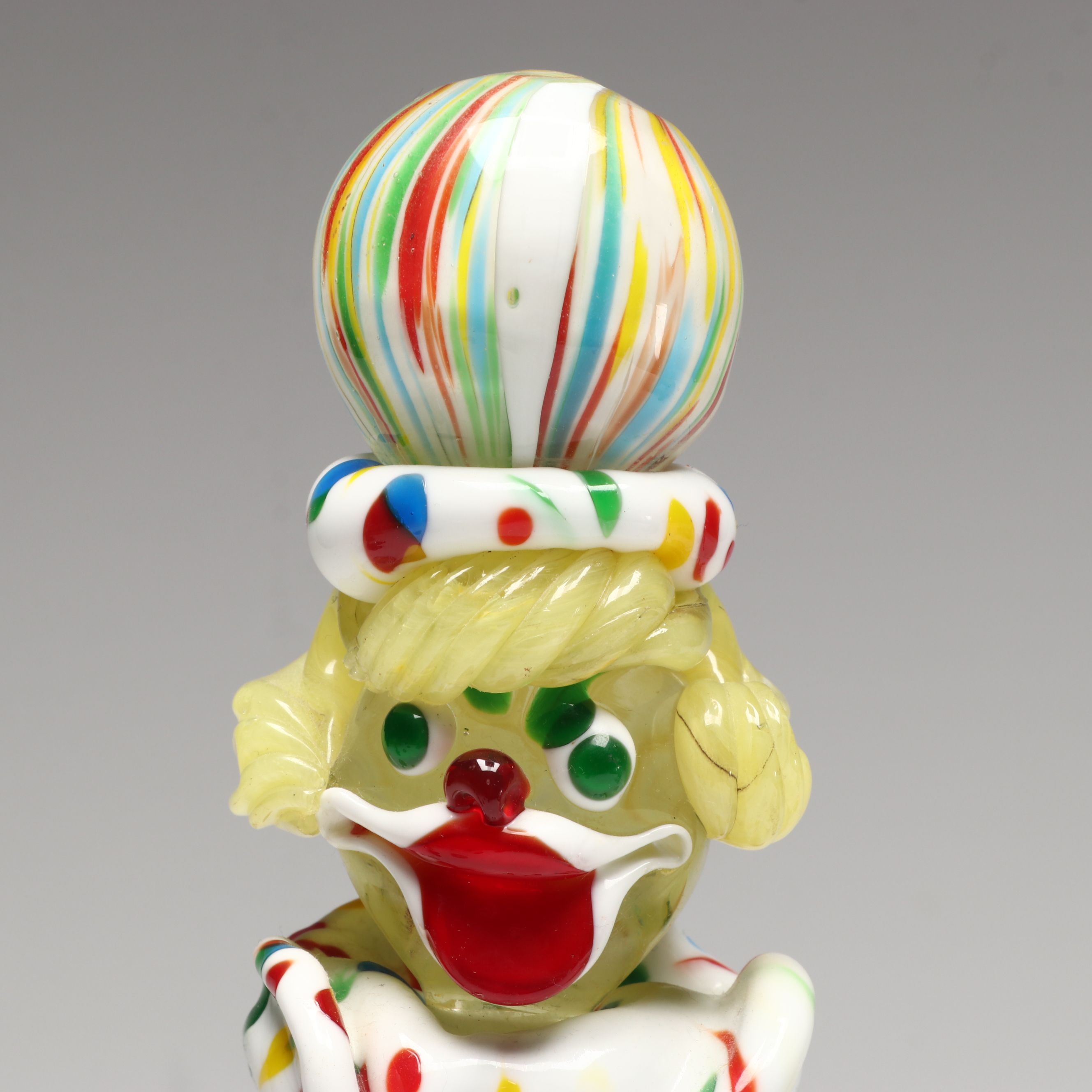Murano Style Art Glass Clowns and Elephant with Paperweight