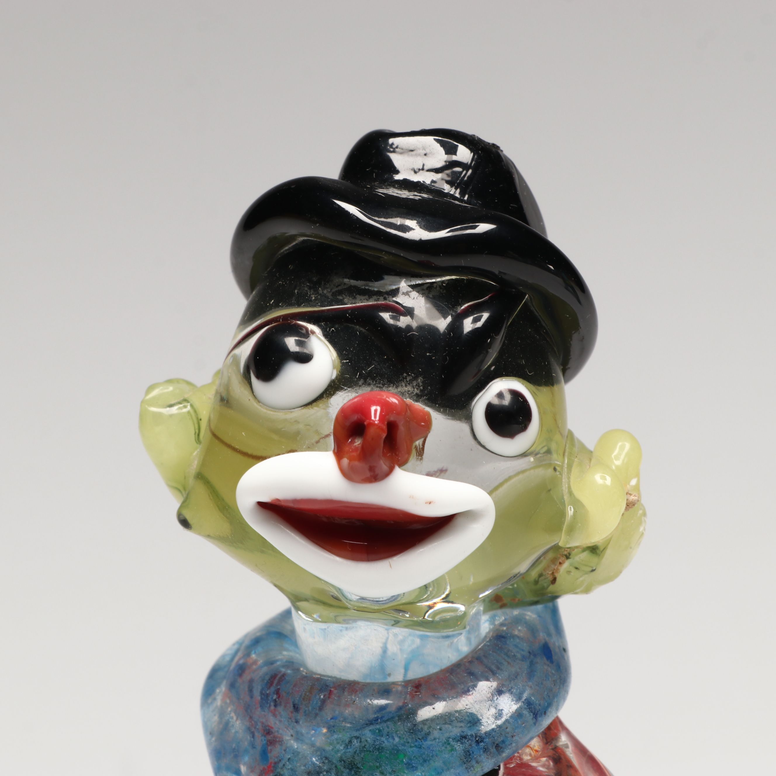Murano Style Art Glass Clowns and Elephant with Paperweight