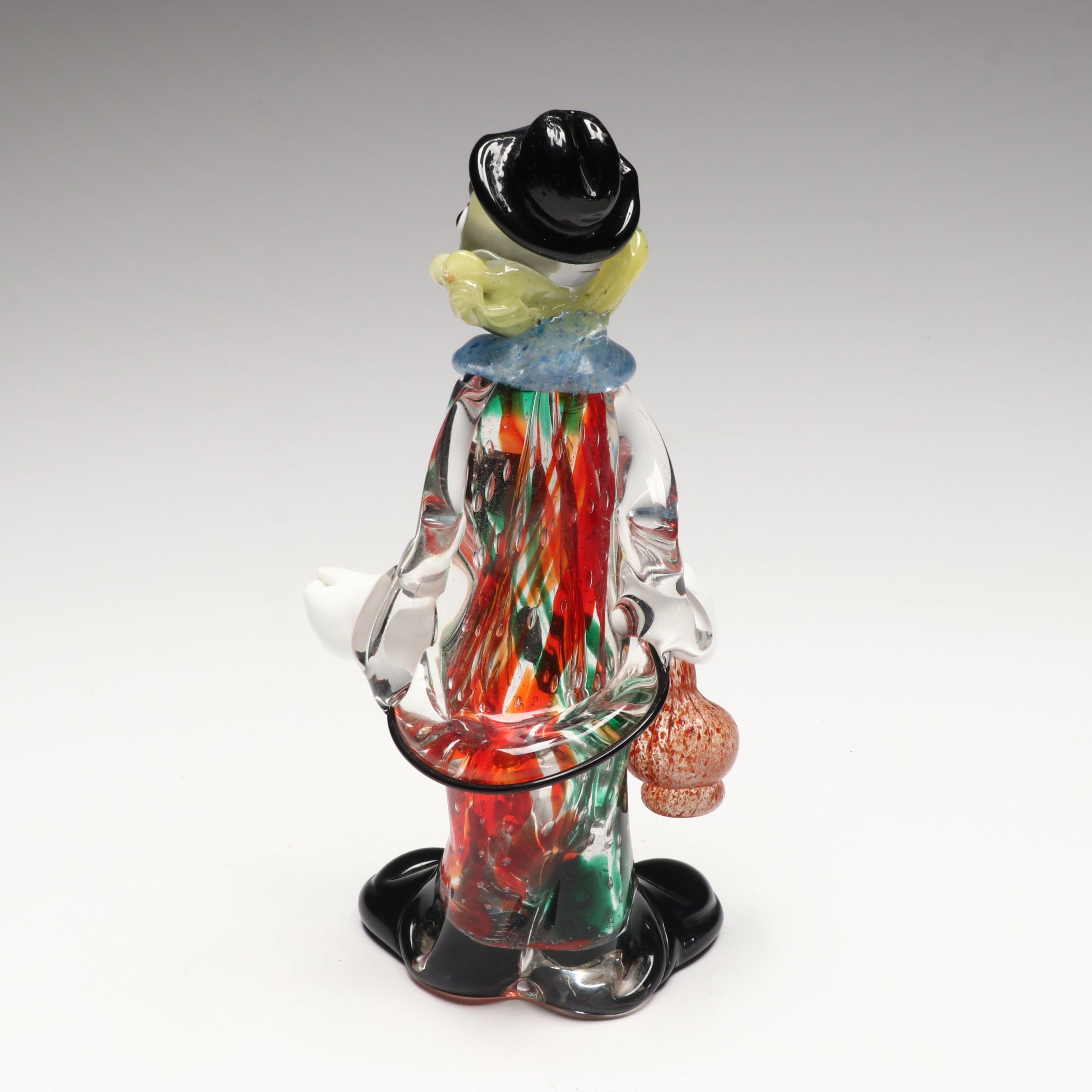 Murano Style Art Glass Clowns and Elephant with Paperweight