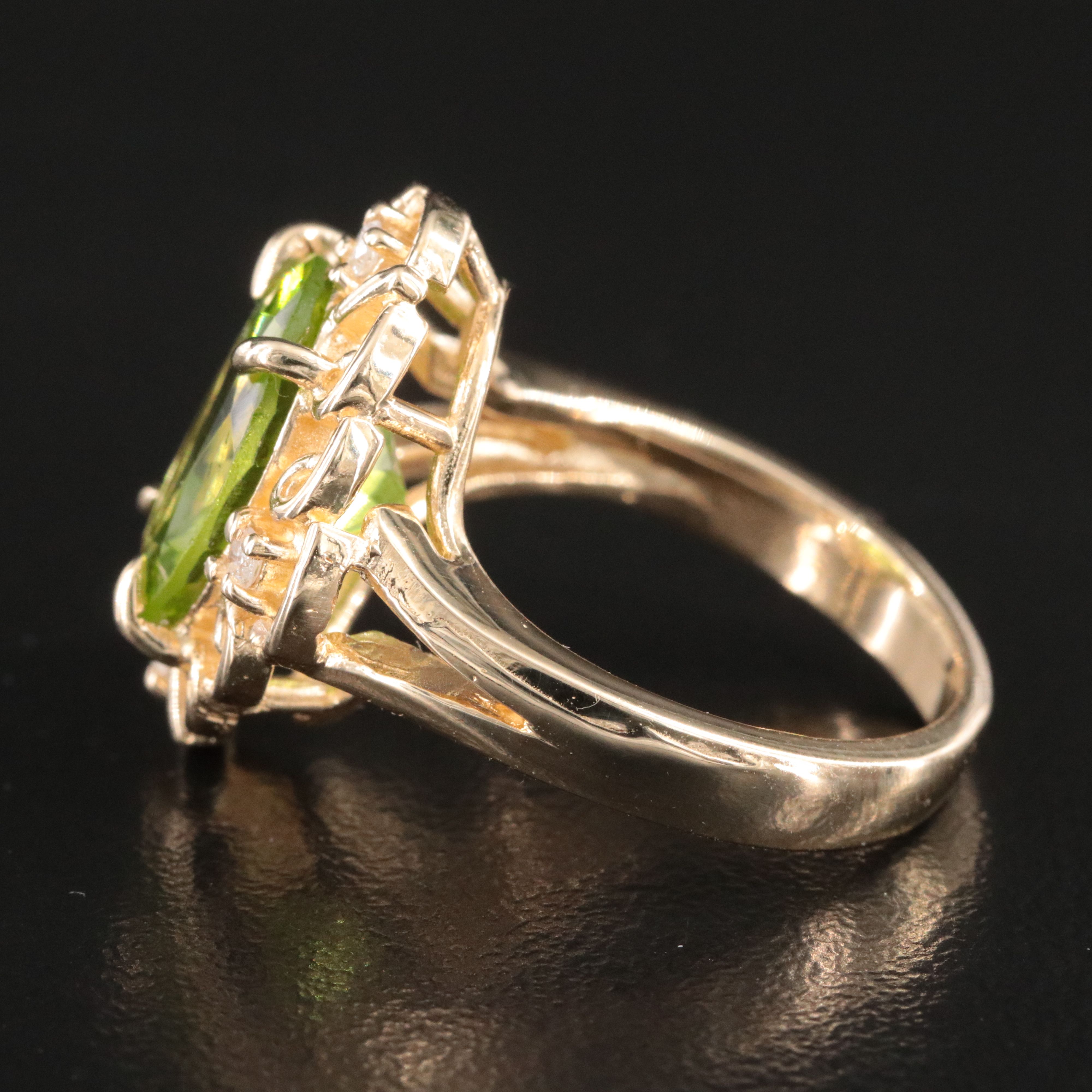 14K Peridot and Diamond Ring