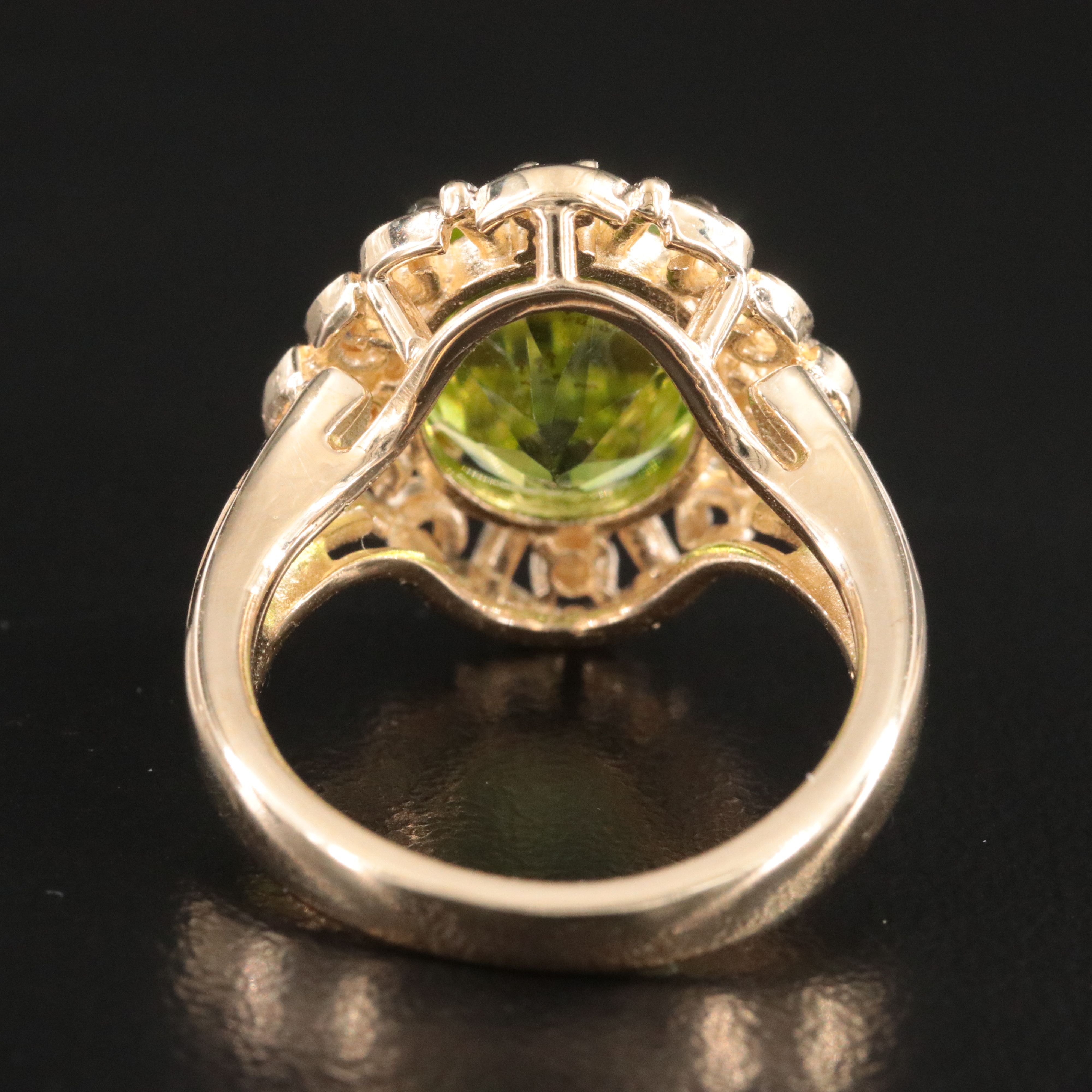 14K Peridot and Diamond Ring