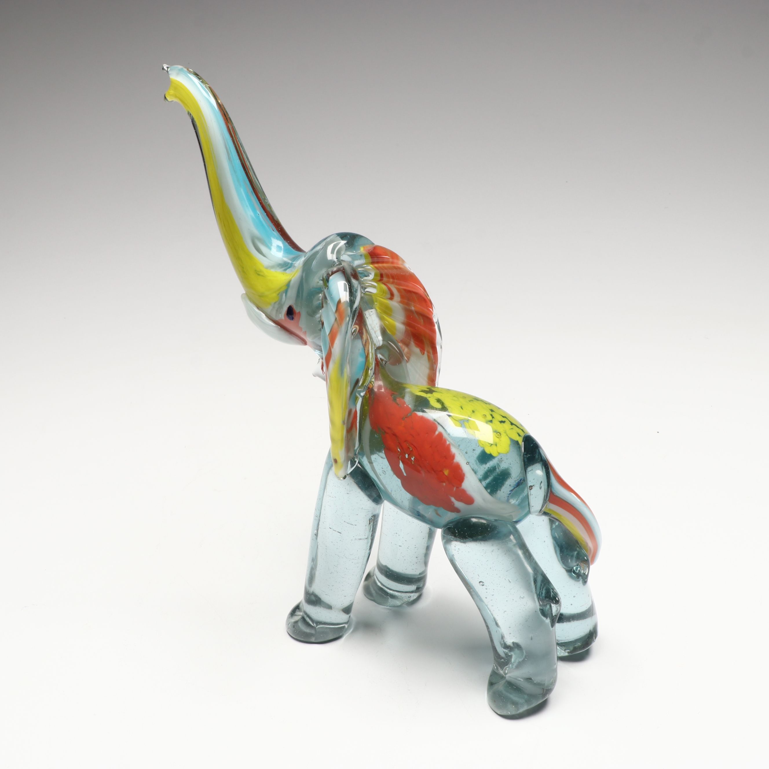 Murano Style Art Glass Clowns and Elephant with Paperweight