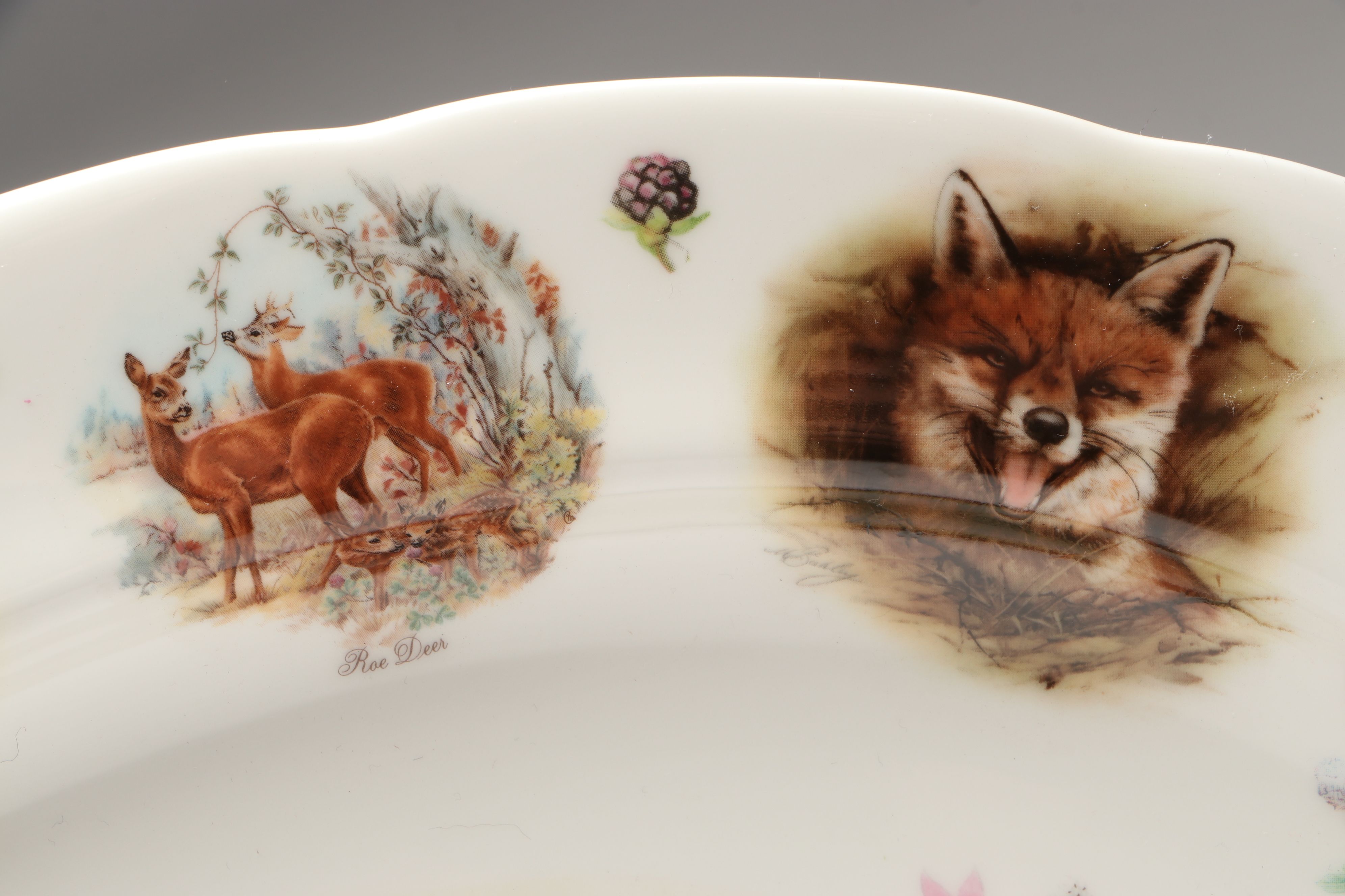 English Bone China Woodland Animal Platter, Late 20th Century