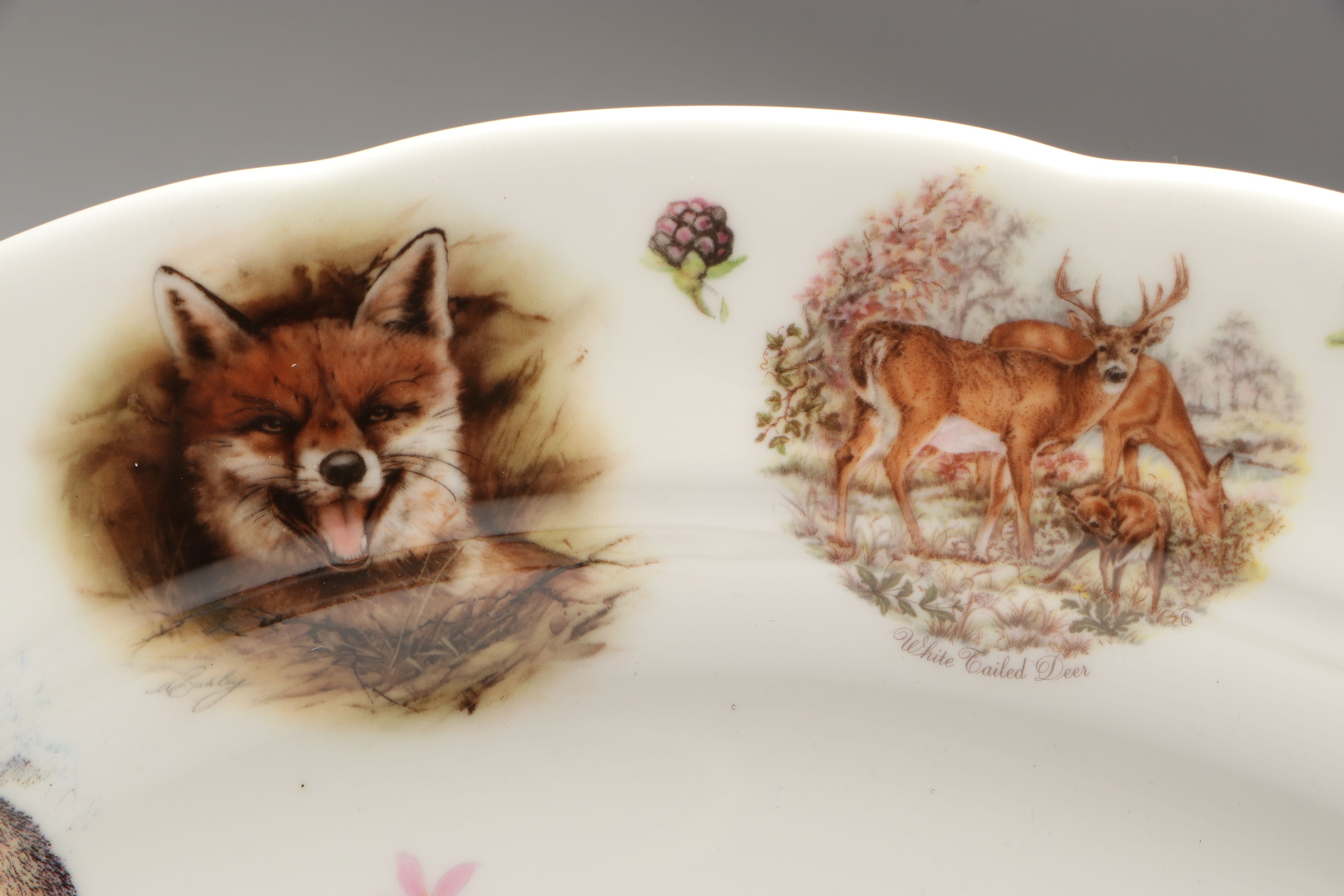 English Bone China Woodland Animal Platter, Late 20th Century