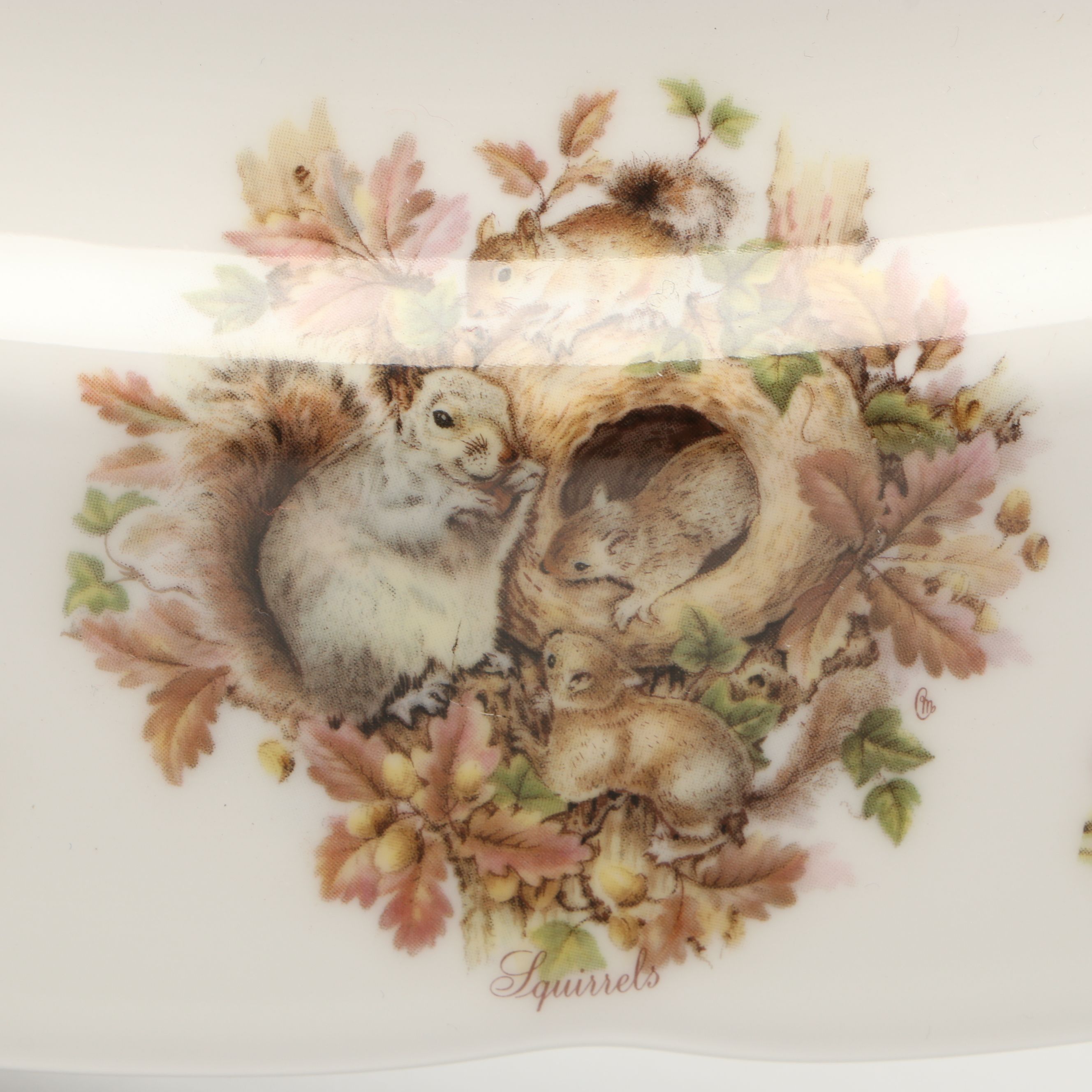 English Bone China Woodland Animal Platter, Late 20th Century