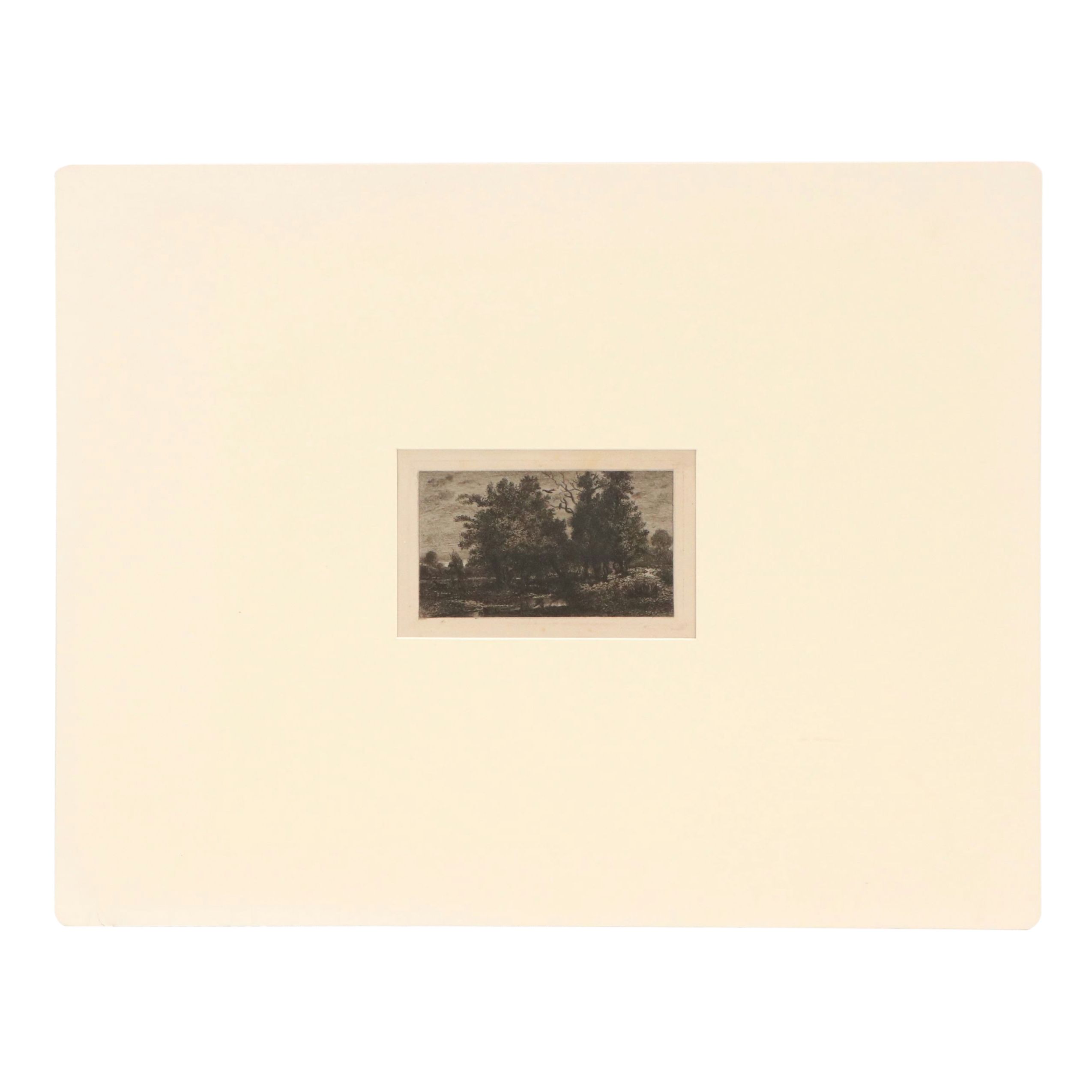 Jules Michelin Etching with Drypoint on Paper "Soire Triste...," 1861