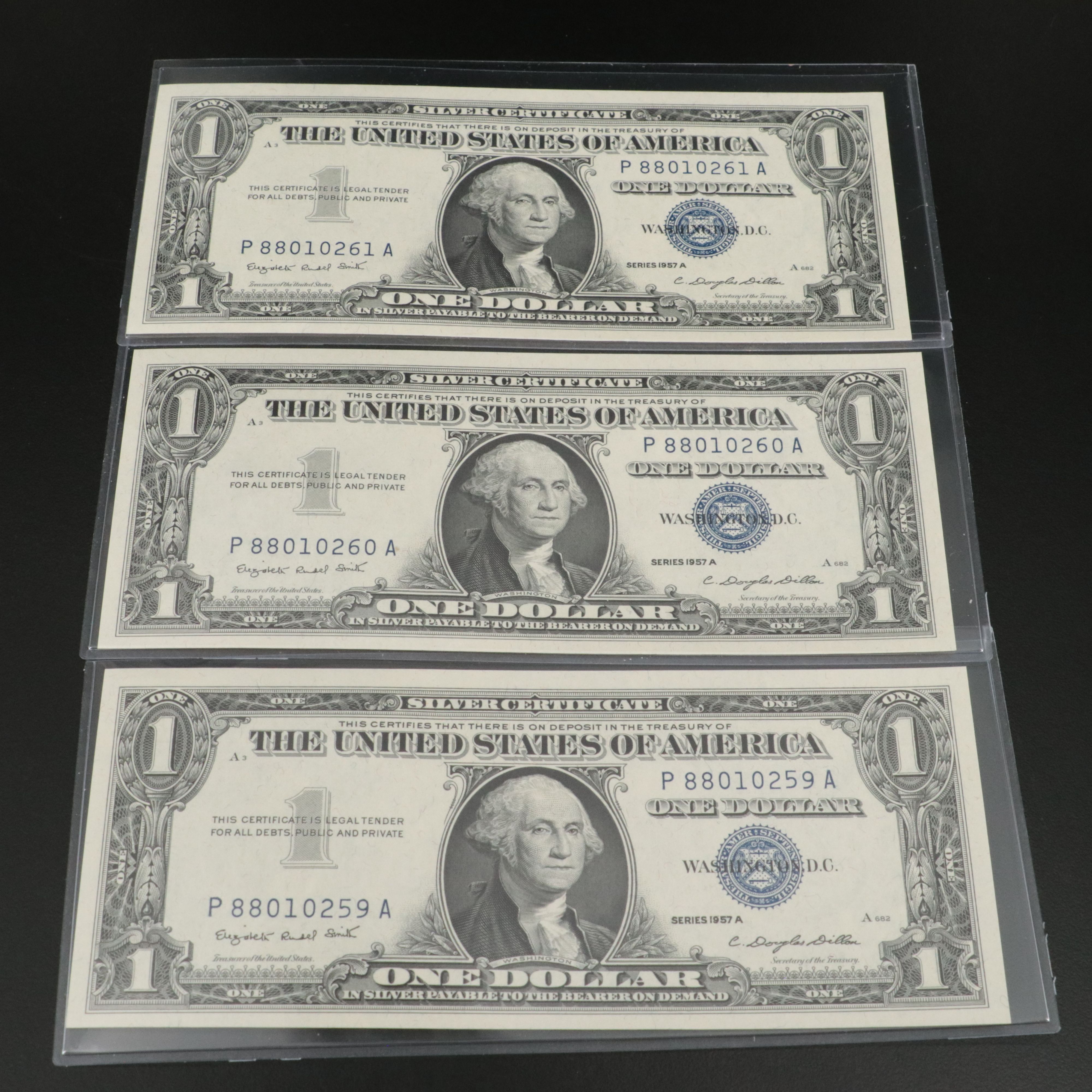 Ten 1957 A Silver Certificates All Have Consecutive Serial Numbers