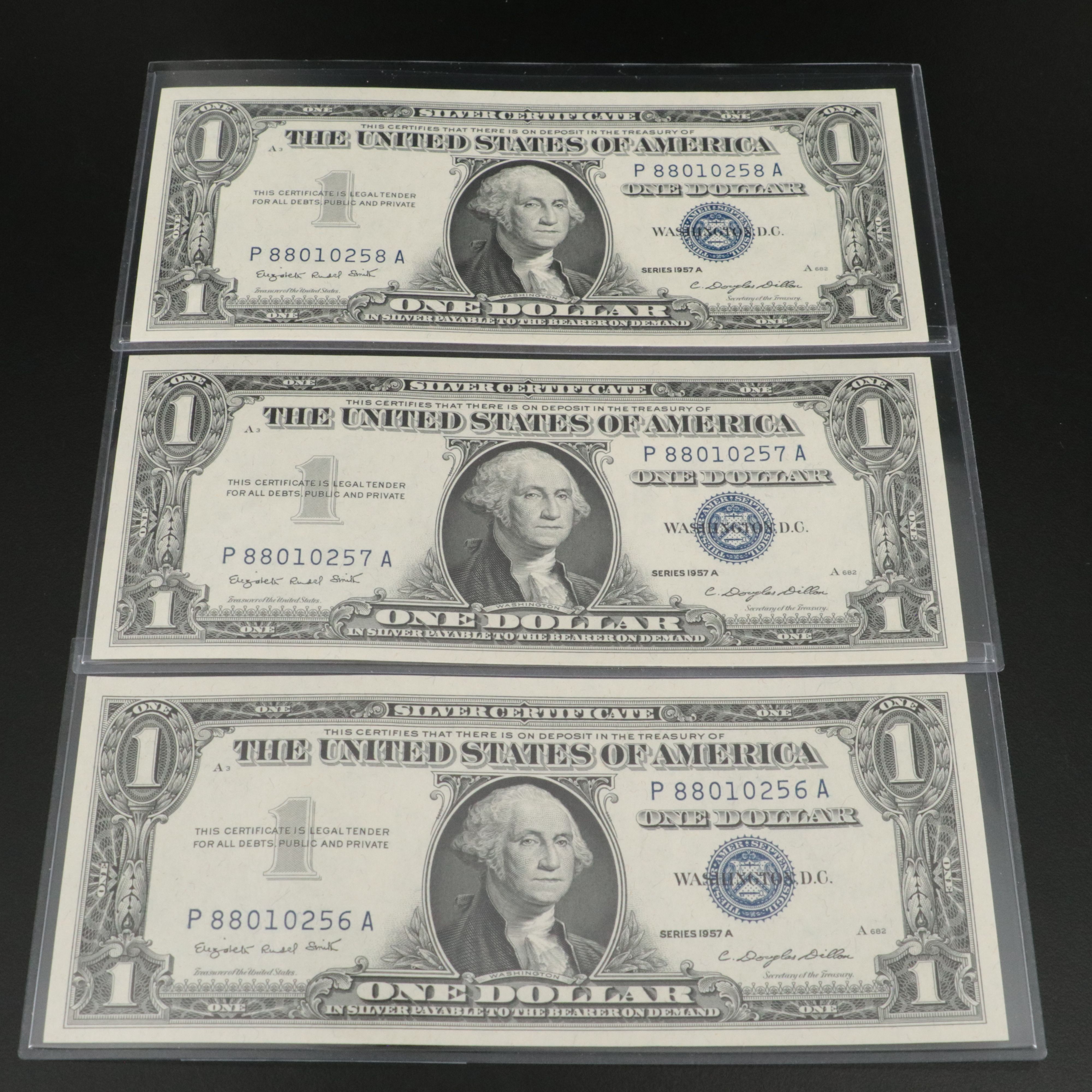 Ten 1957 A Silver Certificates All Have Consecutive Serial Numbers