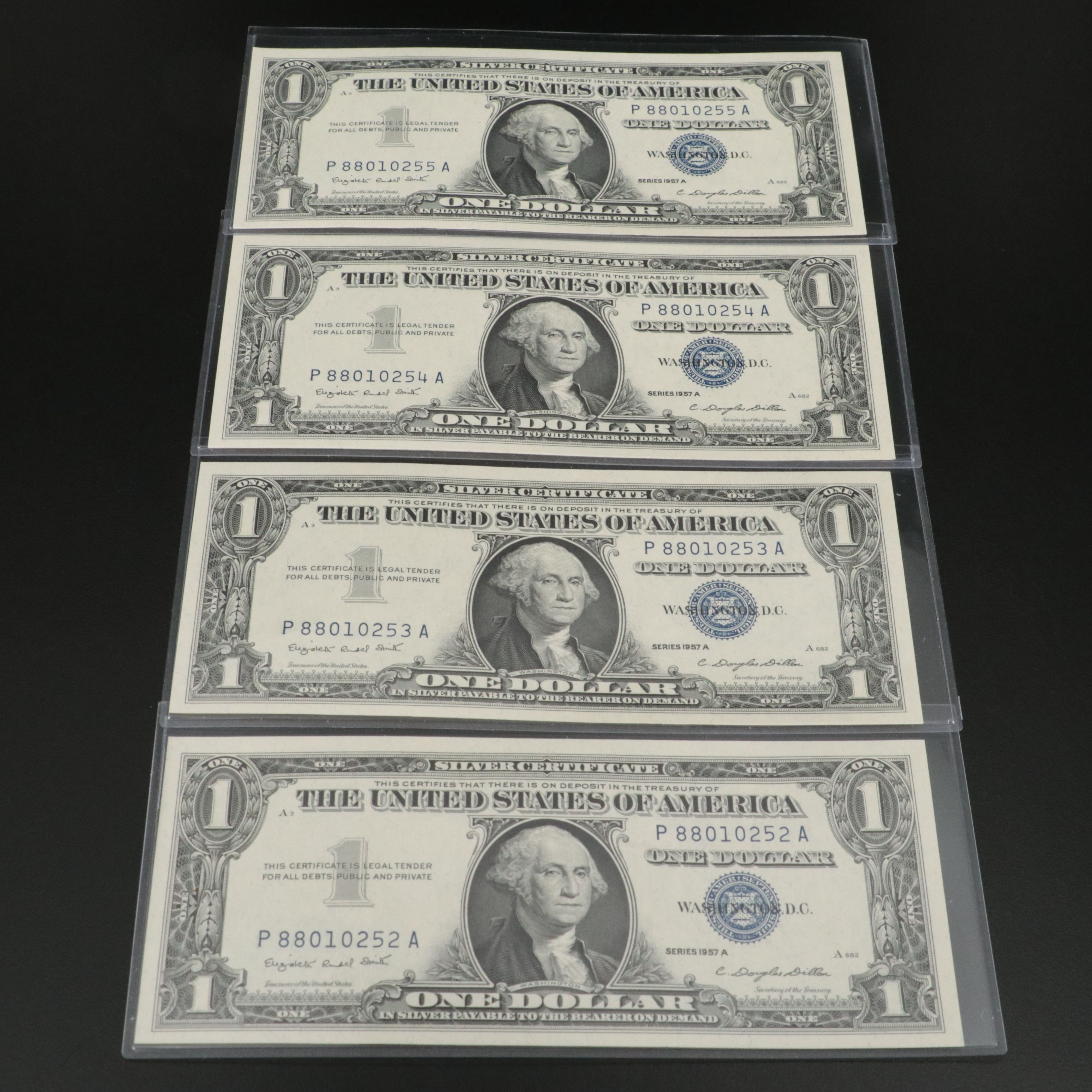 Ten 1957 A Silver Certificates All Have Consecutive Serial Numbers
